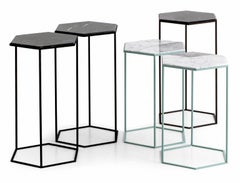 "Hexxed" Marble Top and Color Varnished Steel Side Table by Moroso for Diesel