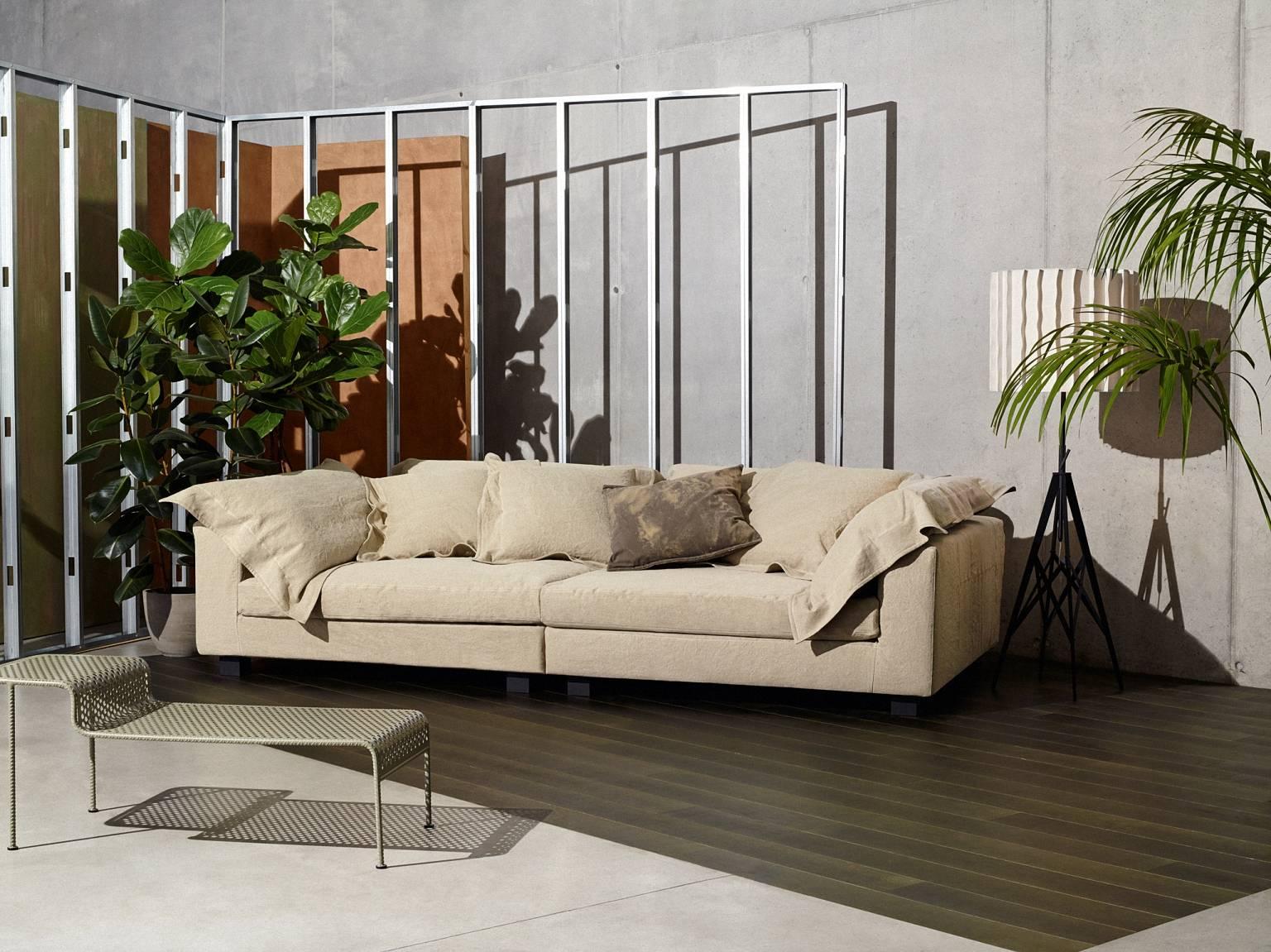 „Nebula Nine“ Sofa aus Baumwolle, Leinen, Leder und Samt mit Samtbezug von Moroso & Diesel im Angebot 2