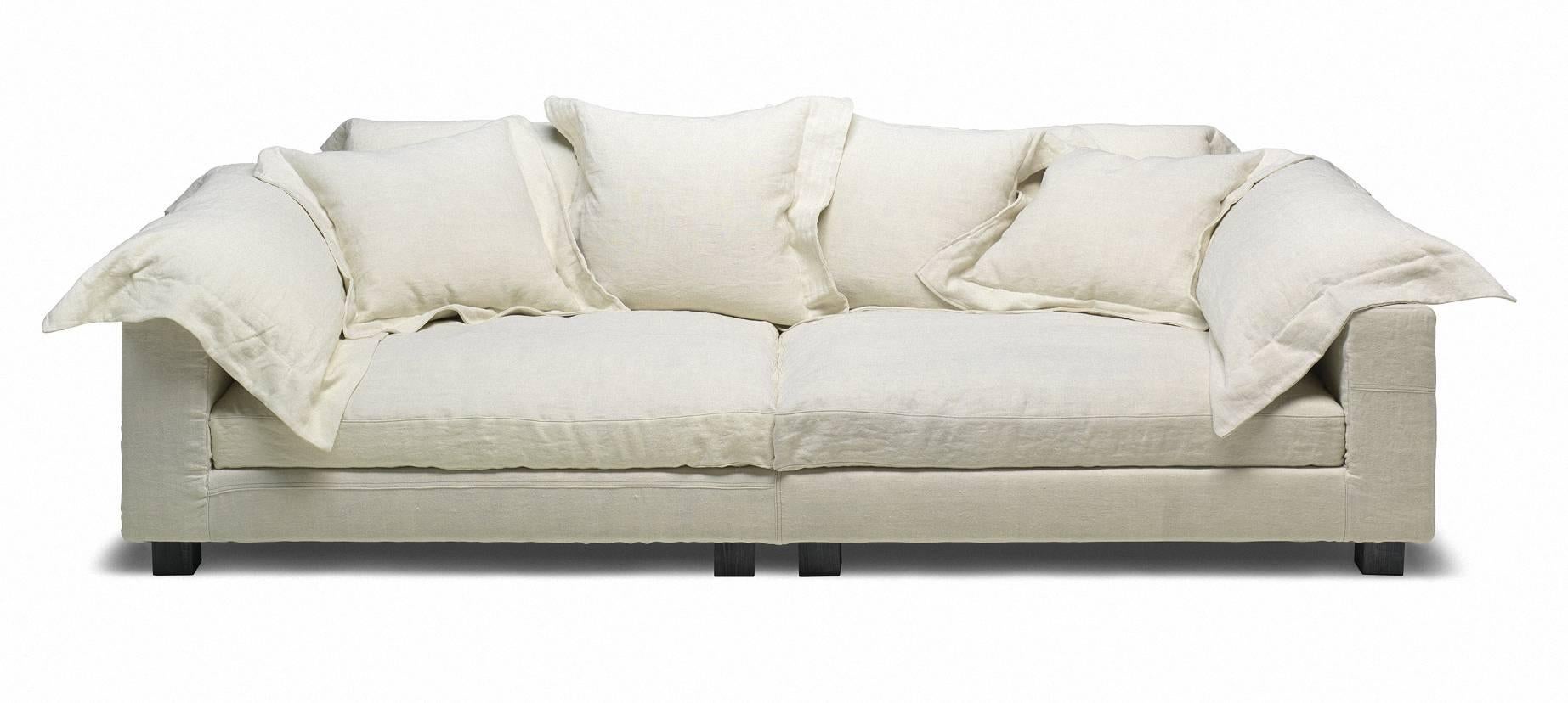„Nebula Nine“ Sofa aus Baumwolle, Leinen, Leder und Samt mit Samtbezug von Moroso & Diesel (Moderne) im Angebot