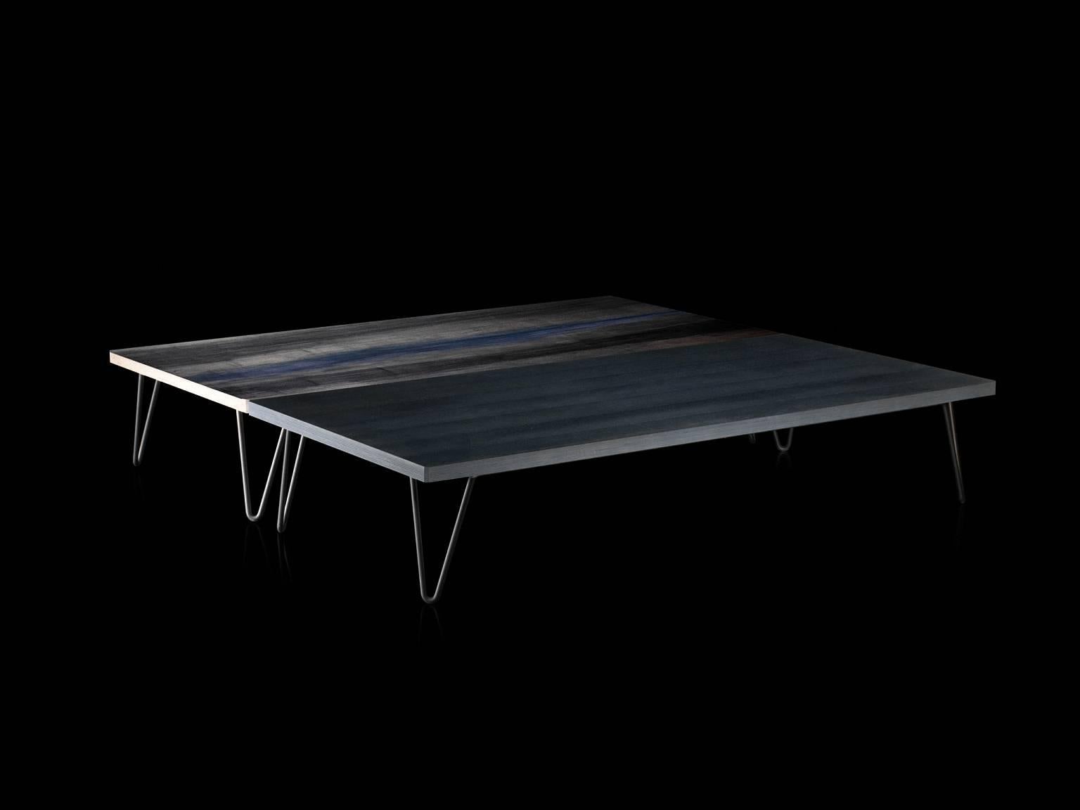 „Overdyed“ Tisch aus anilinfarbener gefärbter Esche mit furnierter Platte und Stahlfuß von Moroso für Diesel im Angebot 2