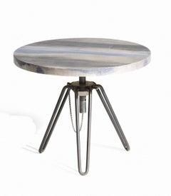 Tavolino in acciaio e piano impiallacciato in frassino tinto all'anilina "Overdyed" di Moroso per Diesel