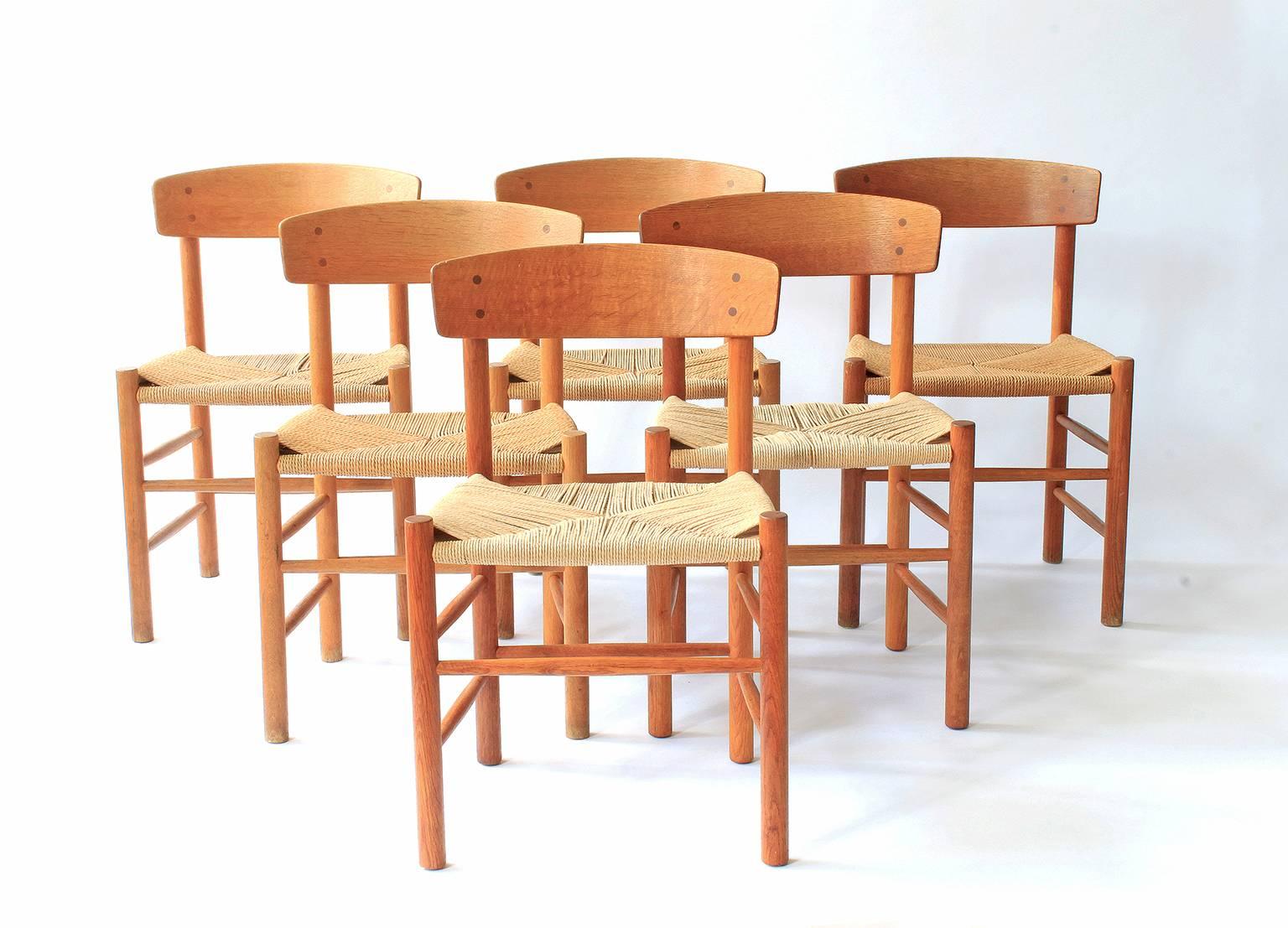 Danish Set of Six Børge Mogensen Dining Chairs