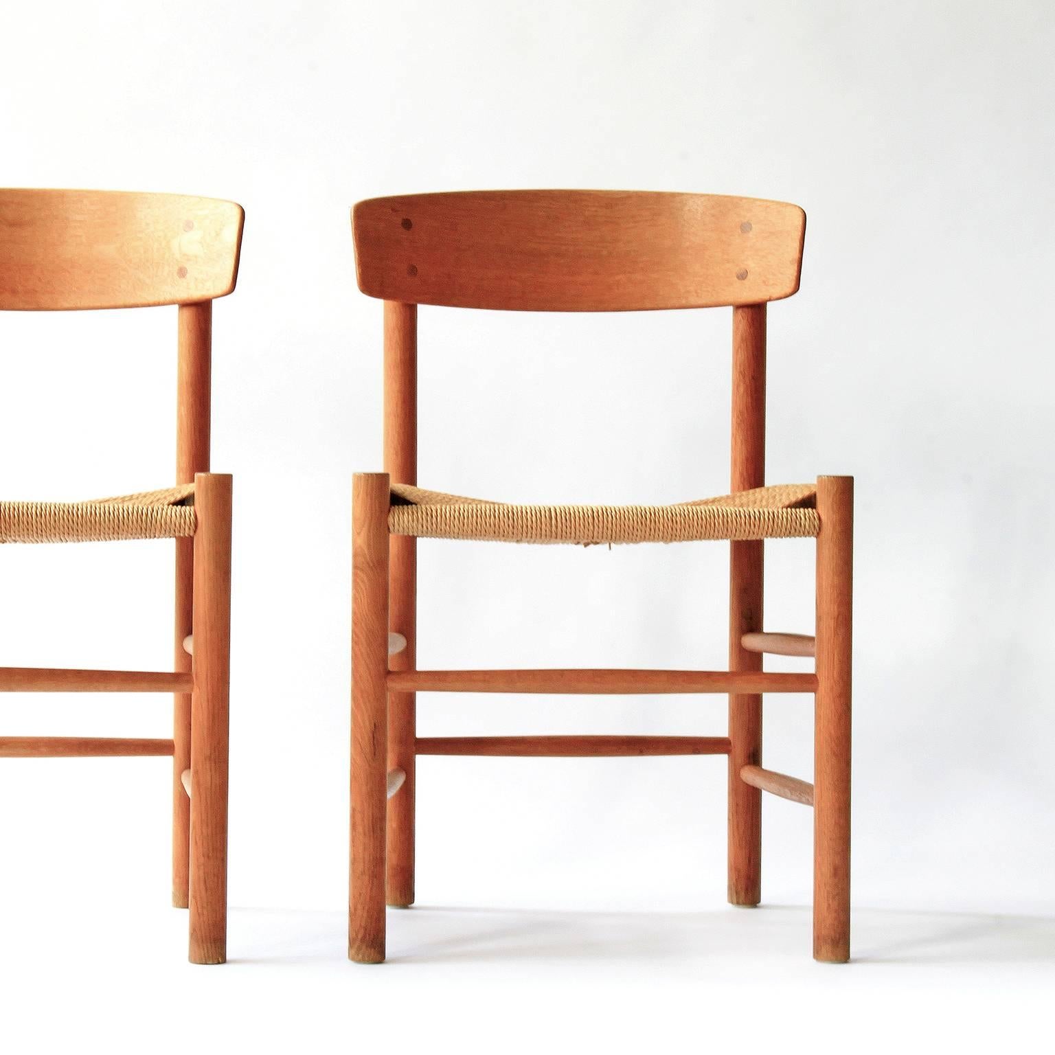 Woven Set of Six Børge Mogensen Dining Chairs