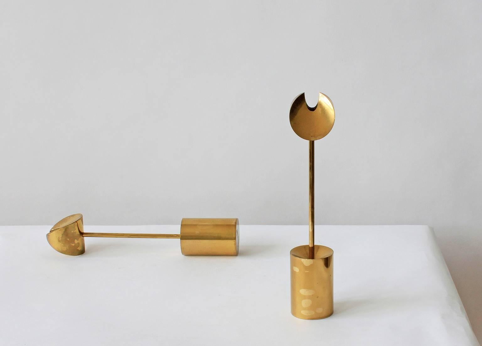 Lacquered Pierre Forsell Brass Candleholders For Sale