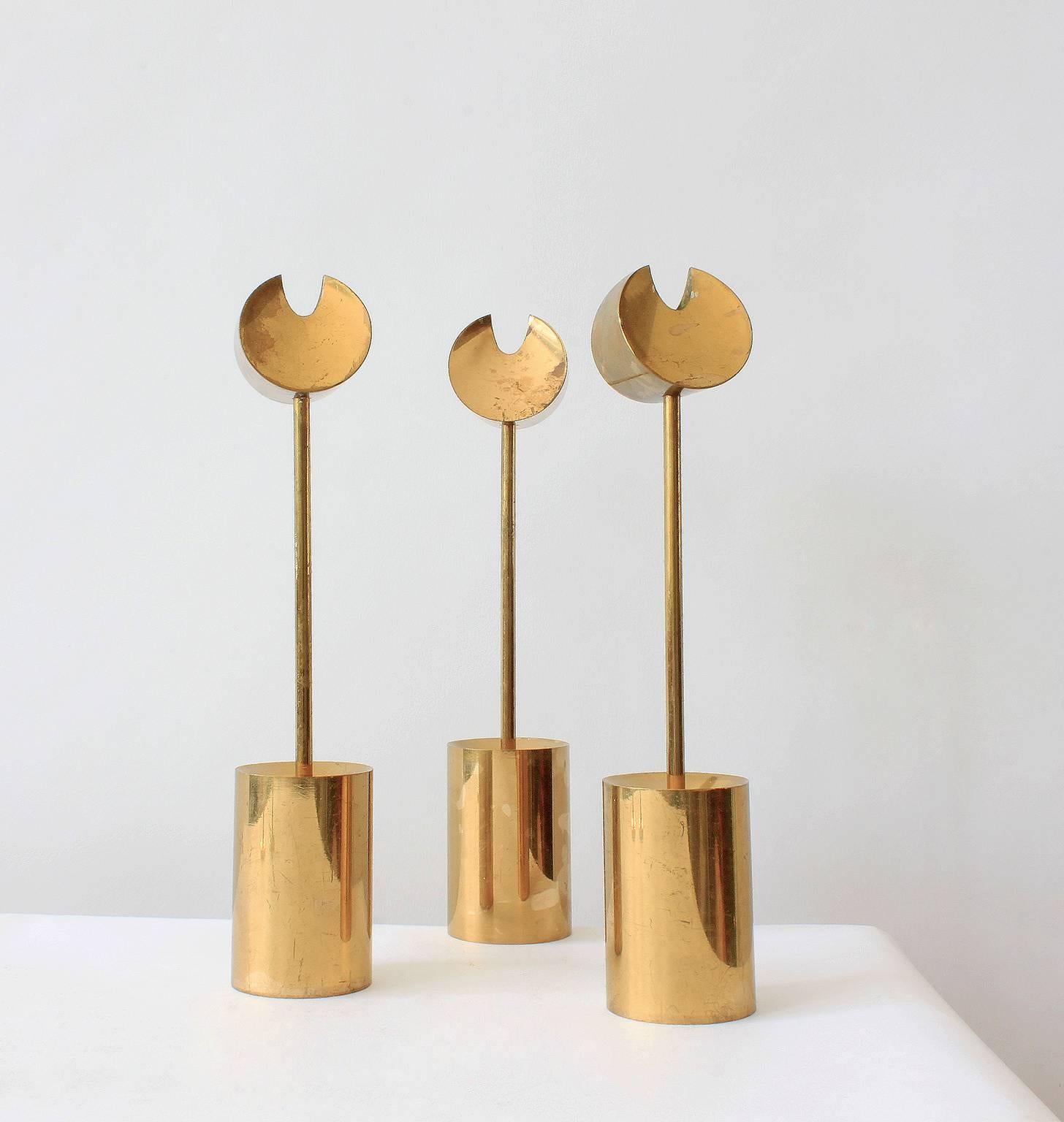 Pierre Forsell Brass Candleholders In Good Condition For Sale In Brussels, BE