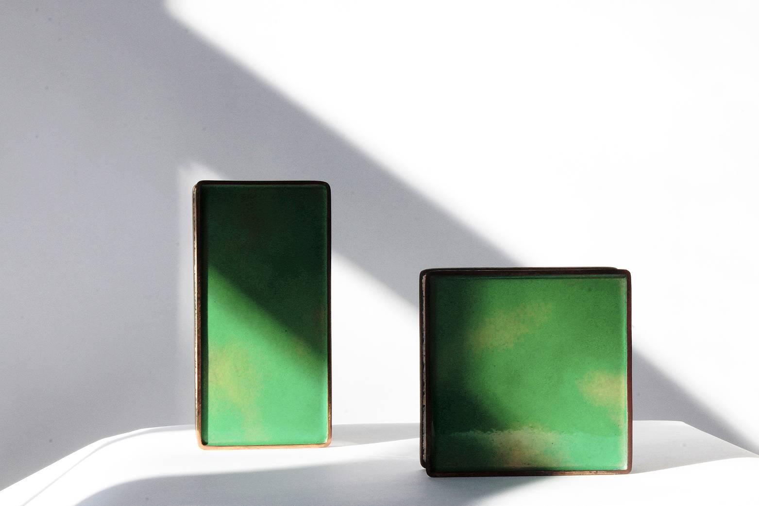 Mid-20th Century Gio Ponti Door Handles with Hand-Polished Enamel on Brass by Paolo De Poli