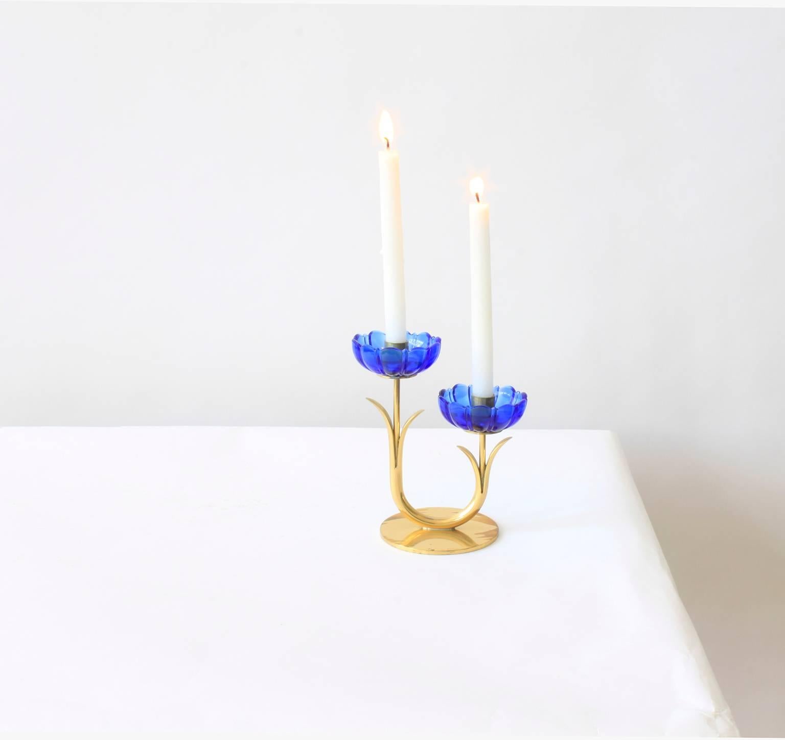 Mid-Century Modern Delicate Gunnar Ander Flower Candleholders For Sale
