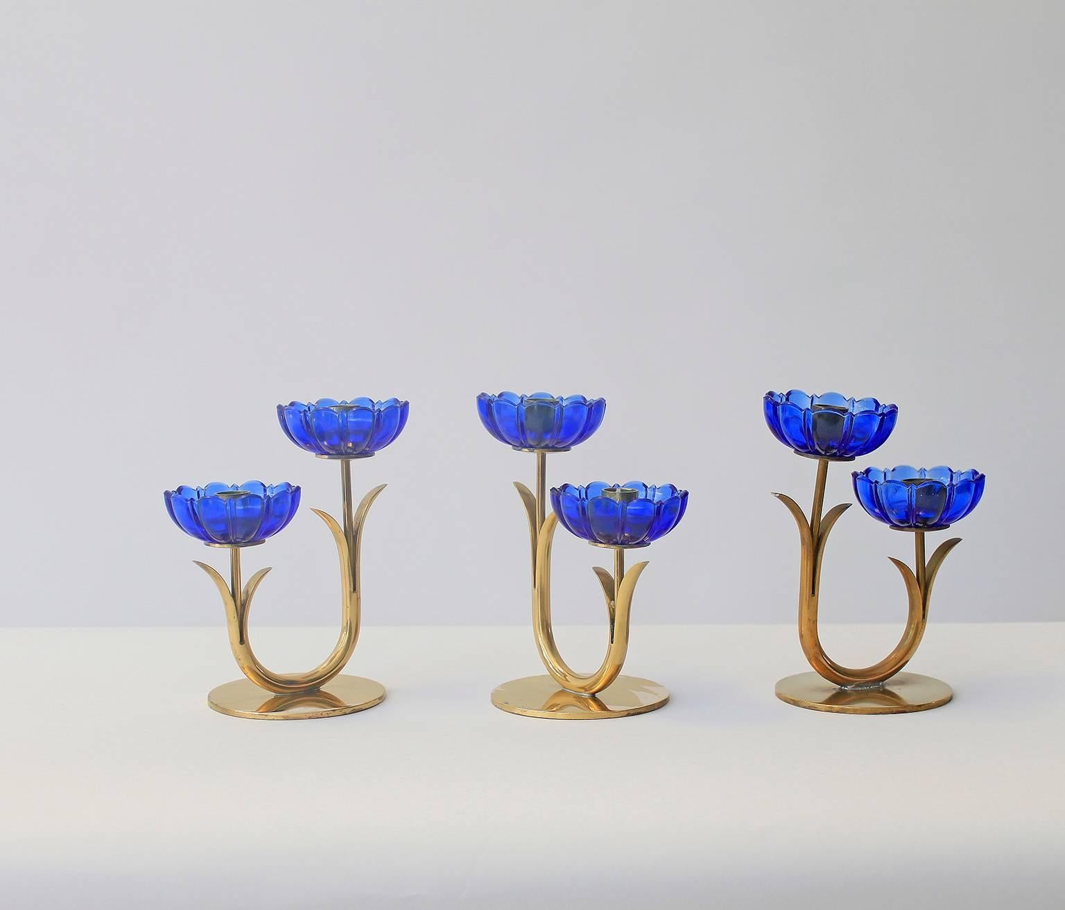Delicate Gunnar Ander Flower Candleholders In Good Condition For Sale In Brussels, BE