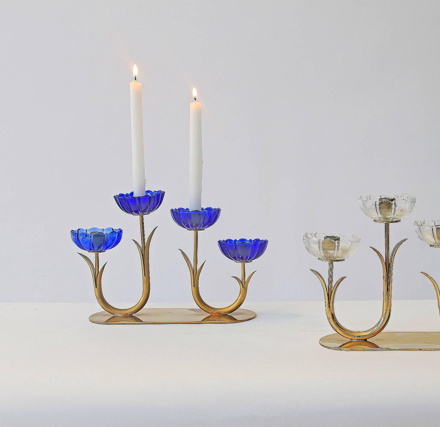 Mid-20th Century Delicate Gunnar Ander Flower Candleholders