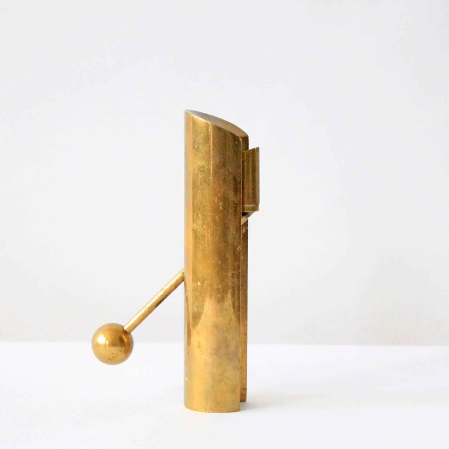 Mid-Century Modern Rare Adjustable Brass Candleholder by Pierre Forssell For Sale