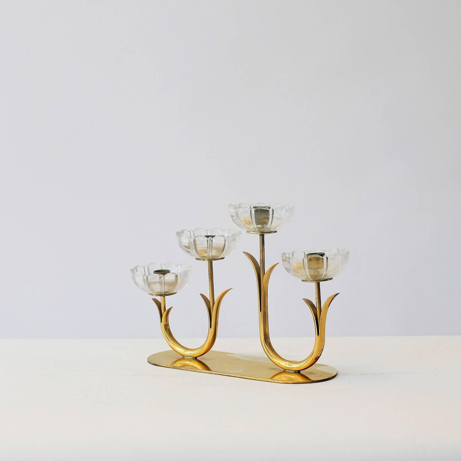 Mid-Century Modern Elegant Gunnar Ander Flower Candleholder For Sale