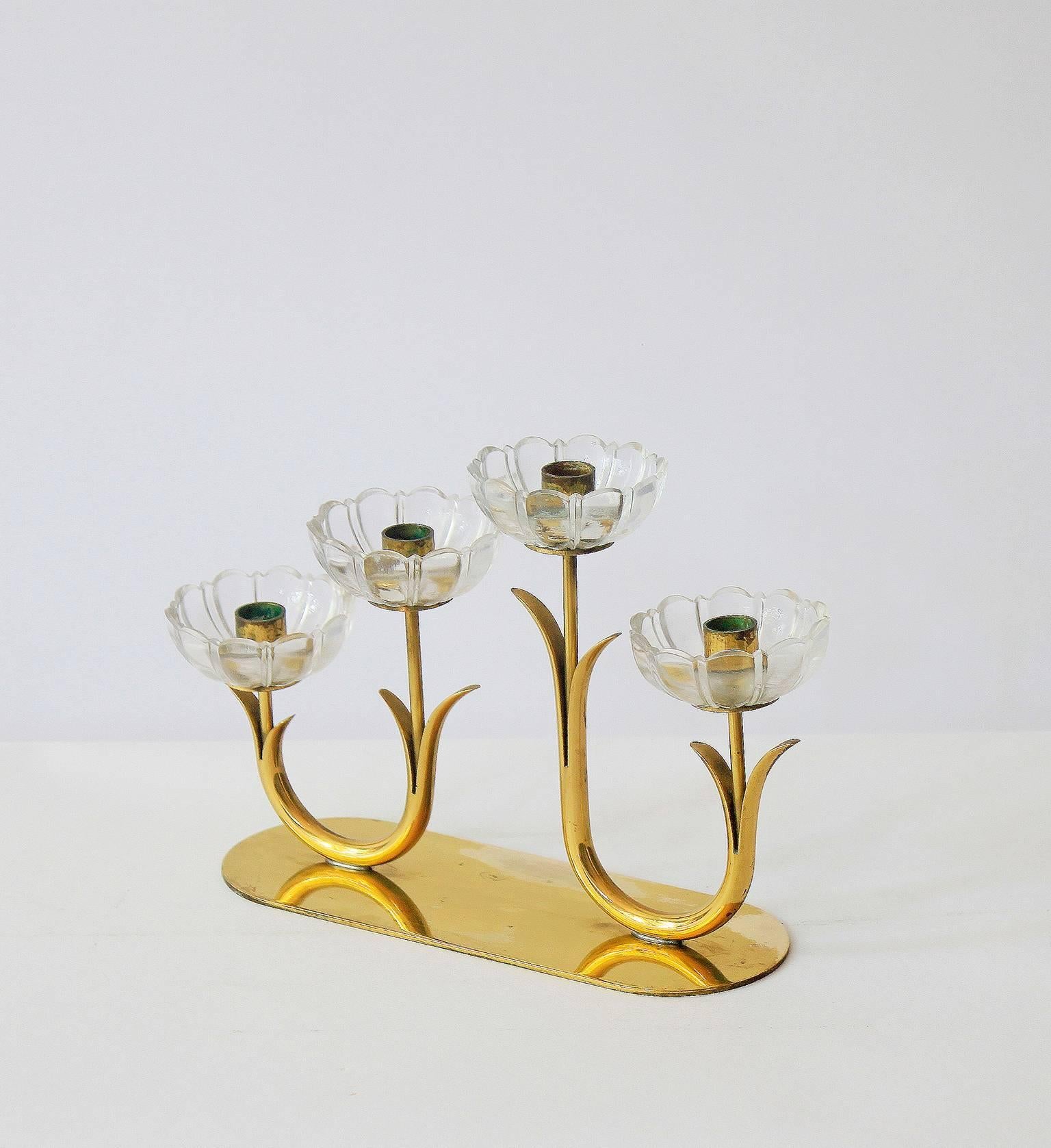 Mid-20th Century Elegant Gunnar Ander Flower Candleholder For Sale