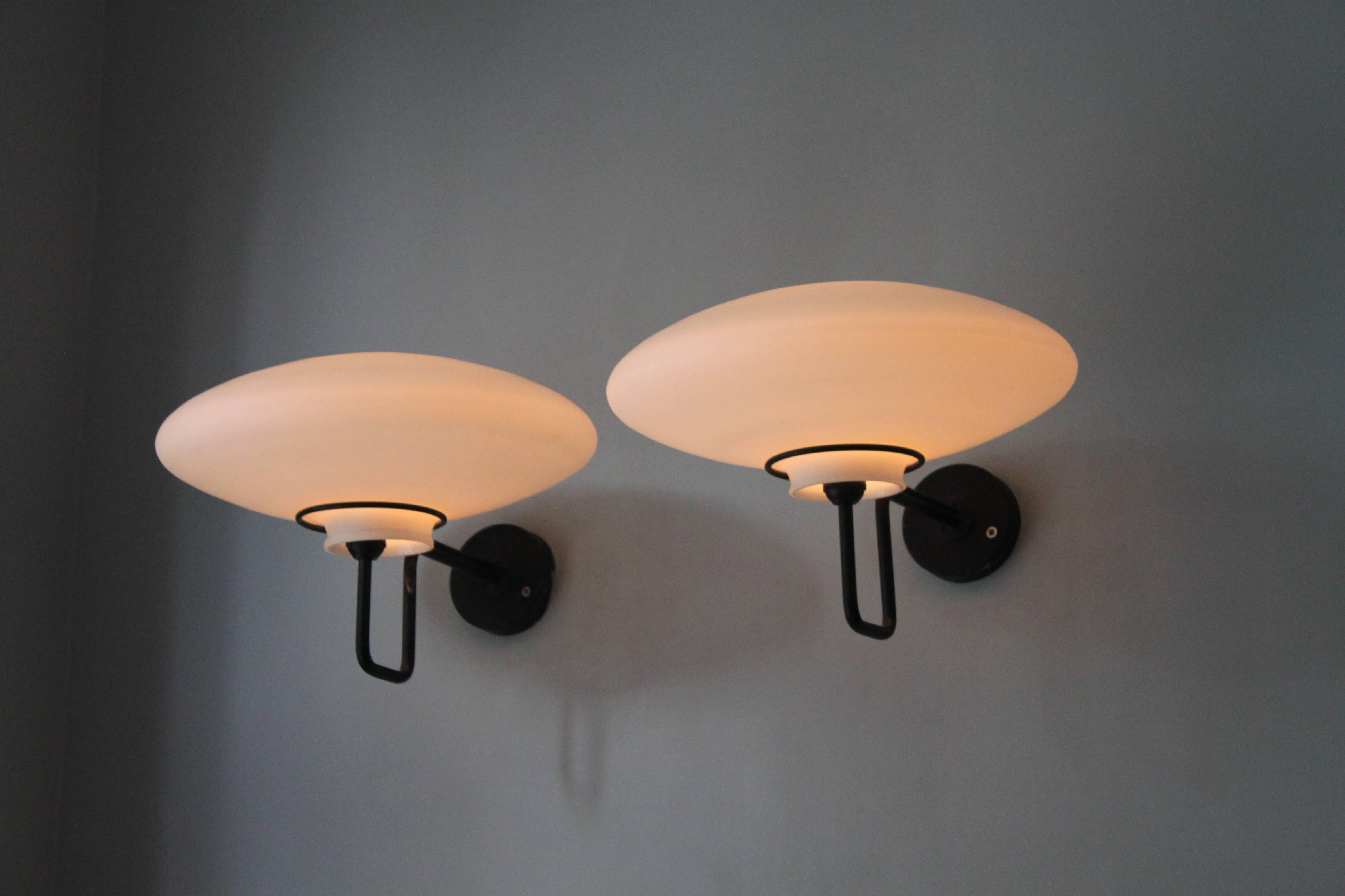 Swedish Rare and Striking Opaline Glass Wall Lamps by Hans-Agne Jakobsson