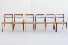 Set of Six Niels Møller Teak Dining Chairs Model 78