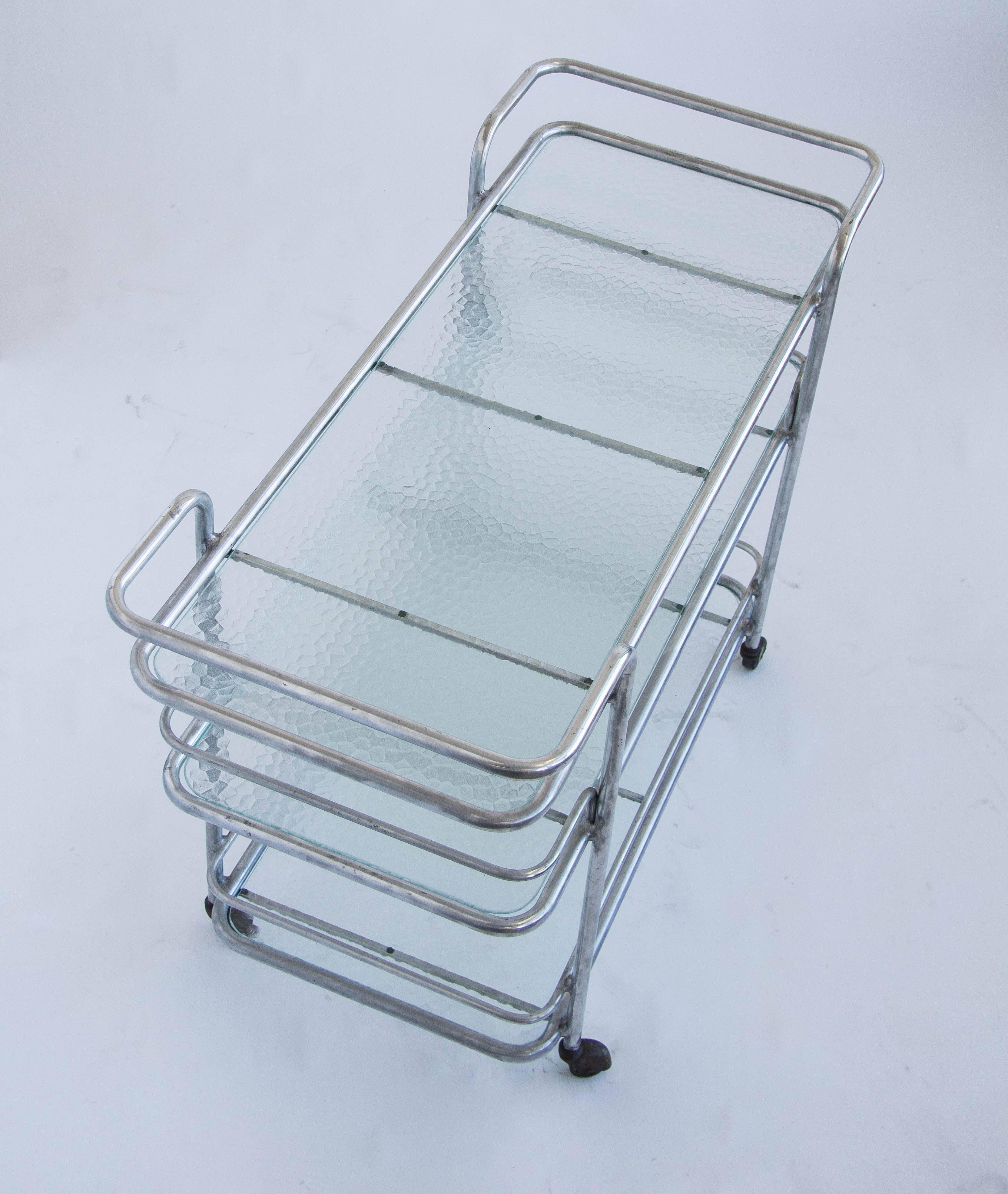 American Brown Jordan Aluminum and Glass Bar Cart