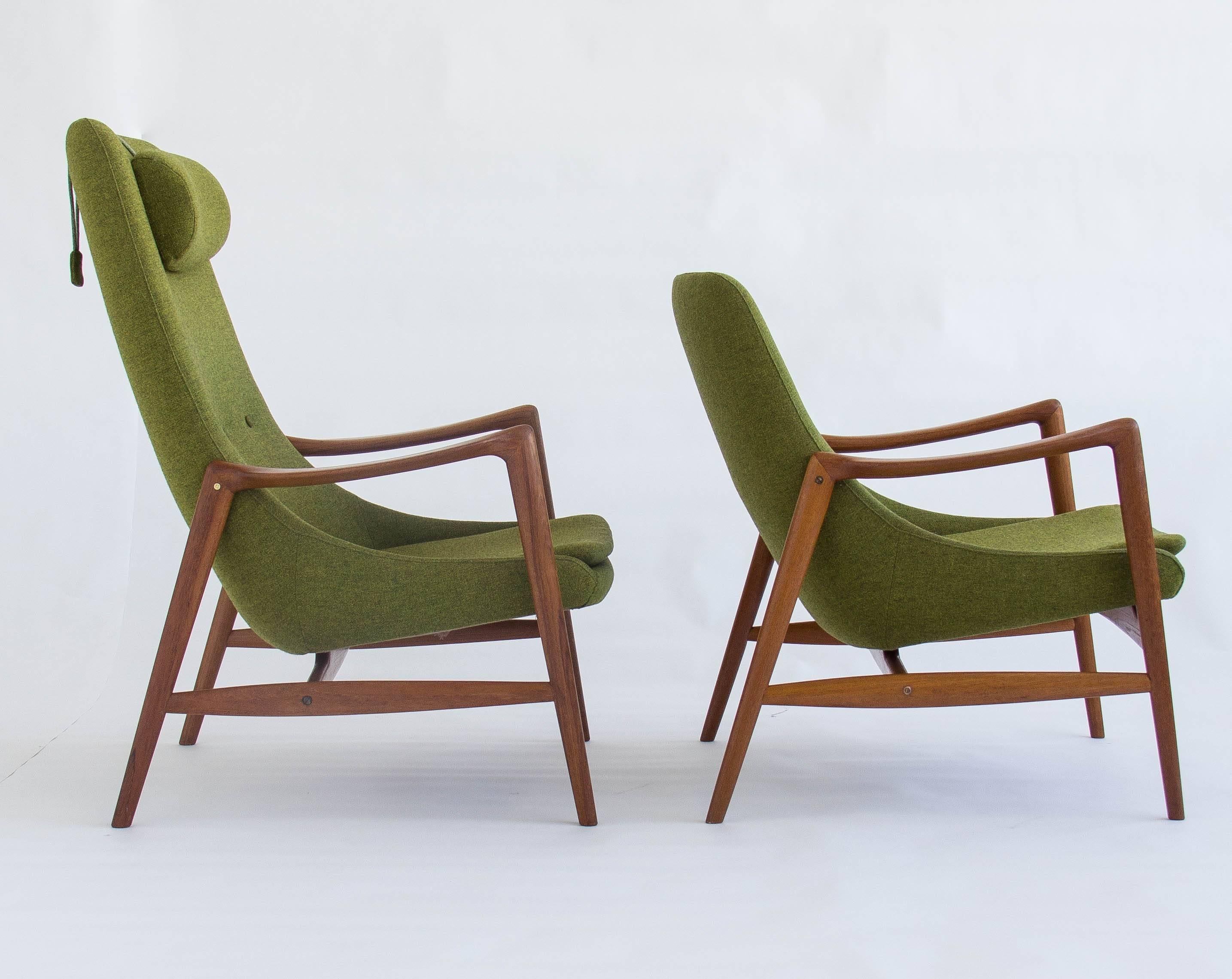 Mid-Century Modern All Original Danish Pair of Teak Rastad and Relling Lounge Chairs