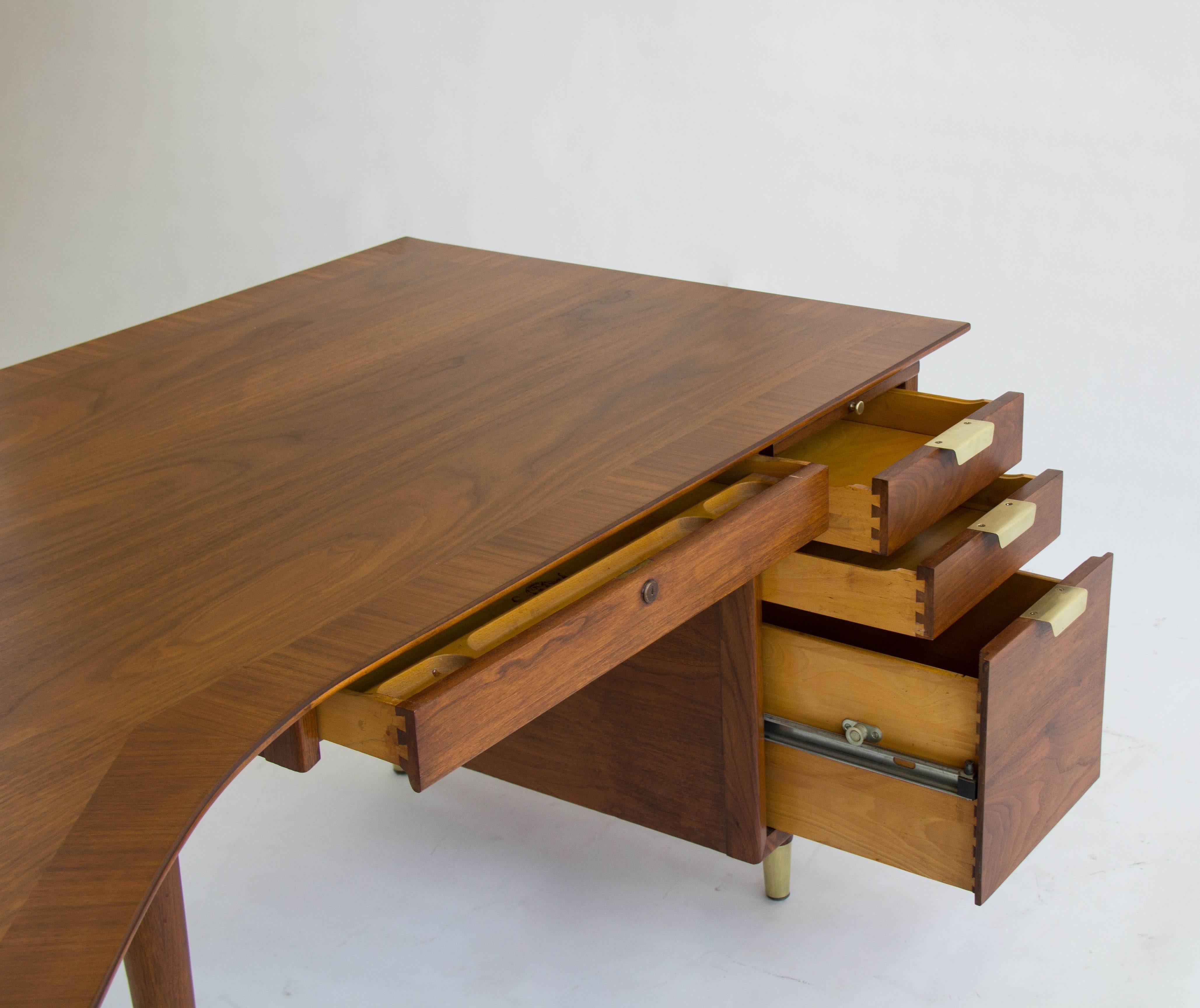 Polished Walnut Executive Desk by William H. Sullivan for Standard Furniture Company