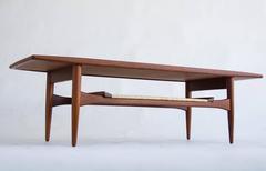 Danish Teak Coffee Table with Cane Shelf