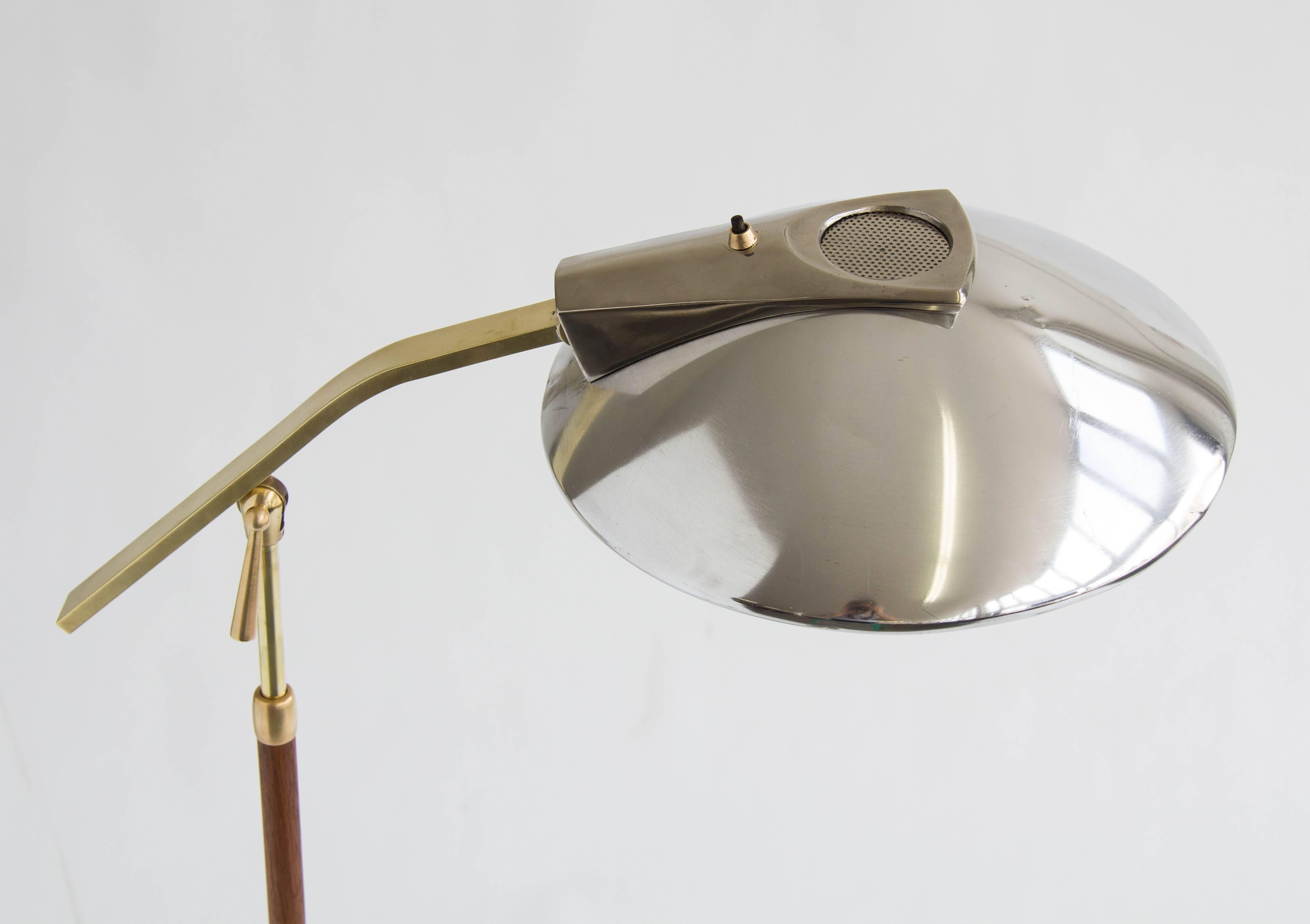 American Laurel ‘Cobra’ Walnut and Brass Floor Lamp by Gerald Thurston