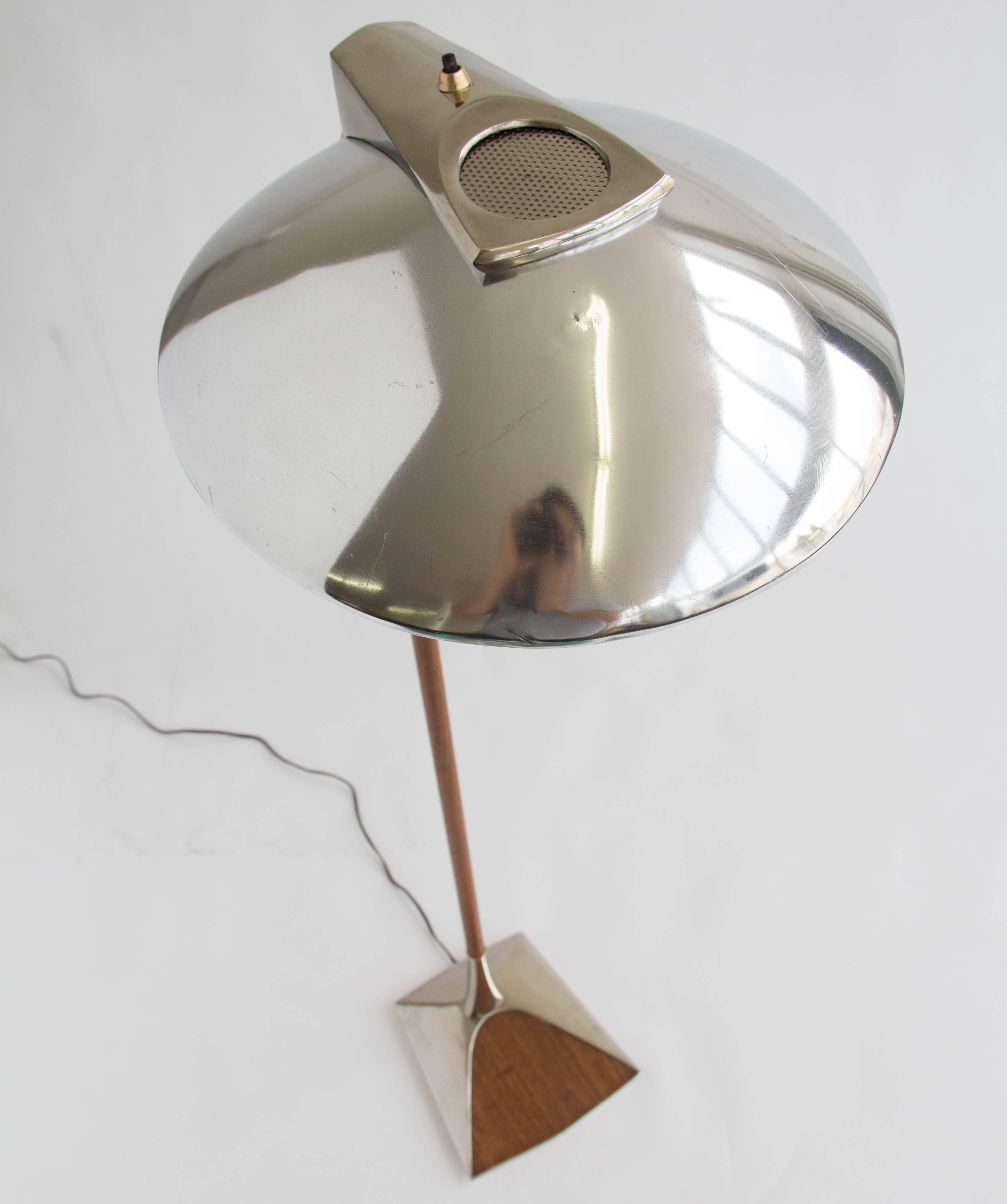 Polished Laurel ‘Cobra’ Walnut and Brass Floor Lamp by Gerald Thurston