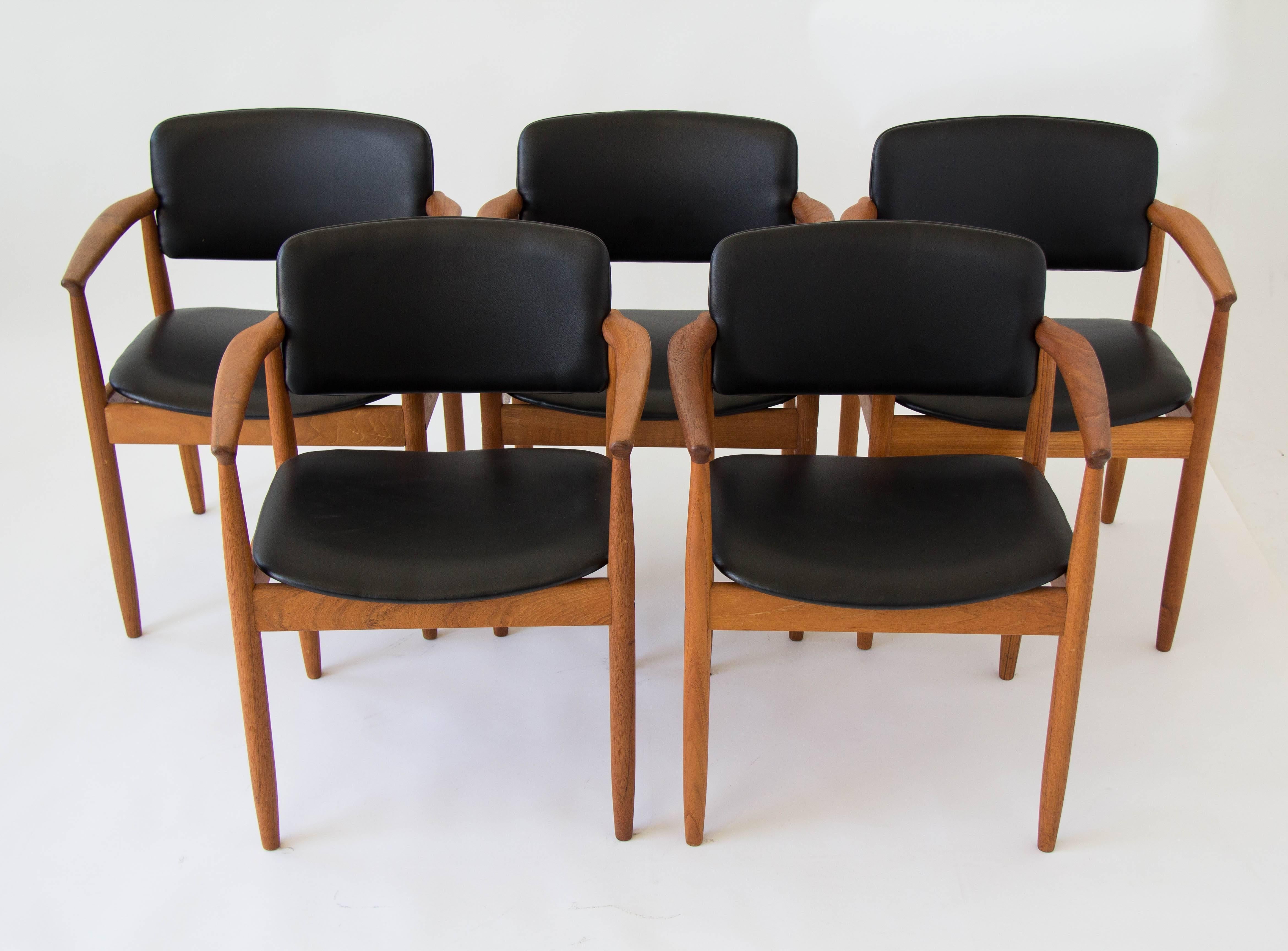 Single Farsø Stolefabrik Danish Armchairs in Teak and Vinyl 4