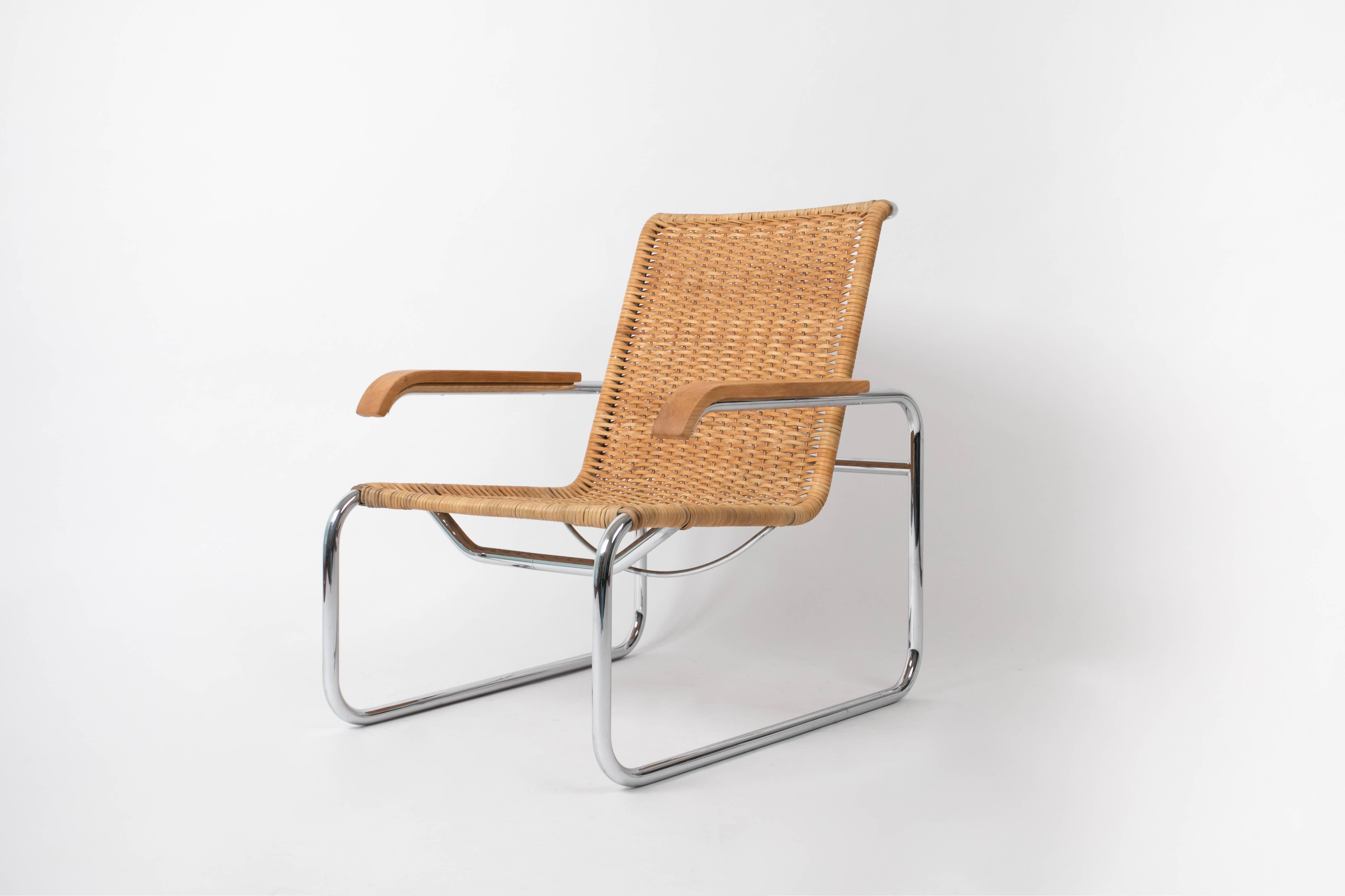 Marcel Breuer for Thonet B35 Rattan Lounge Chair In Good Condition In Los Angeles, CA