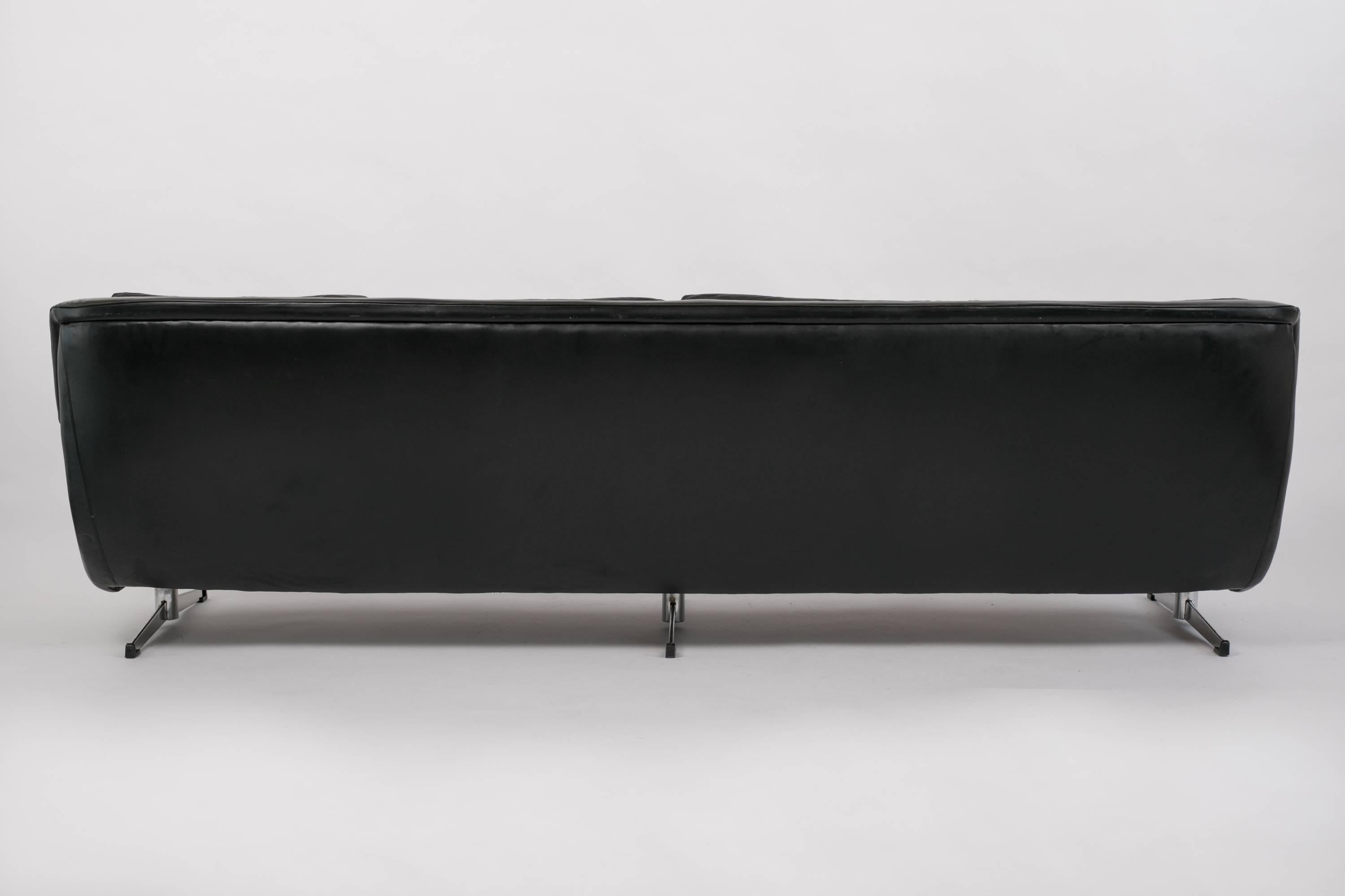 Patinated Four-Seat Leather Sofa by Georg Thams for Vejen Polstermøbelfabrik