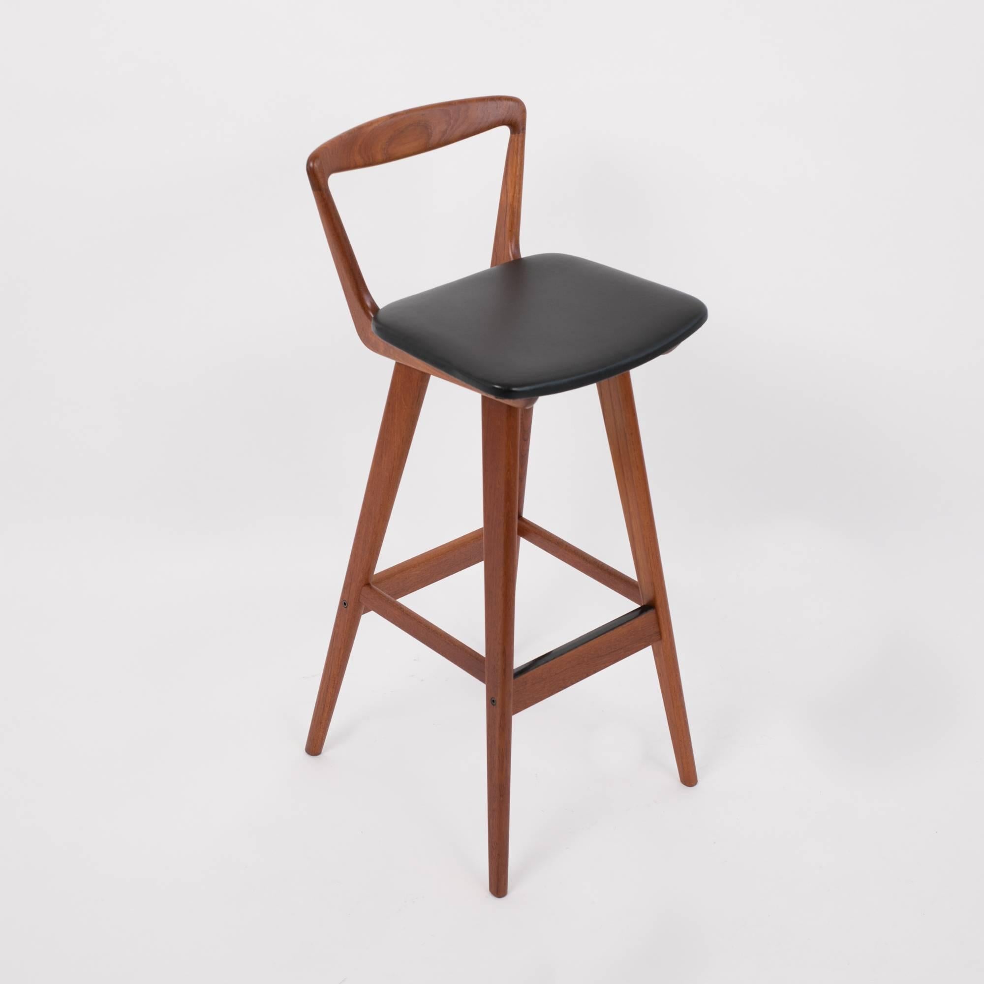 20th Century Set of Four Teak Bar Stools by Henry Rosengren Hansen for Brande Møbelindustri