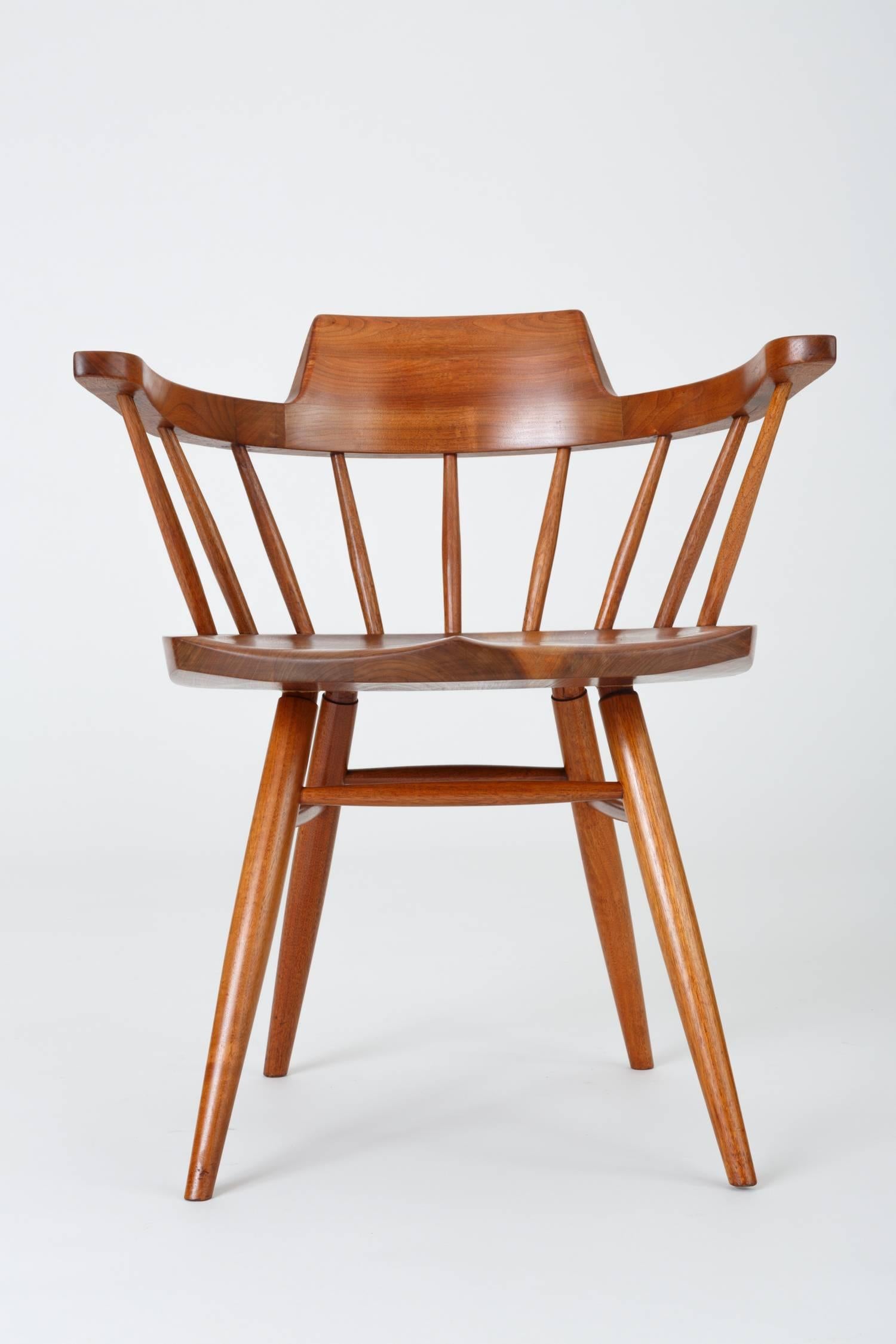American Set of Four Black Walnut Captain's Chairs by George Nakashima Studio