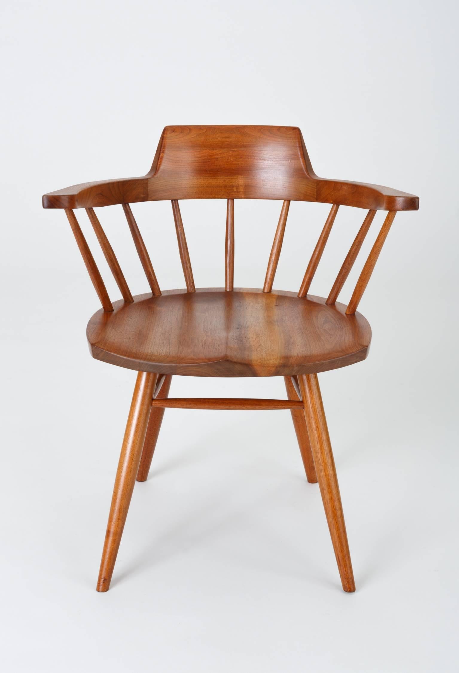 Mid-Century Modern Set of Four Black Walnut Captain's Chairs by George Nakashima Studio