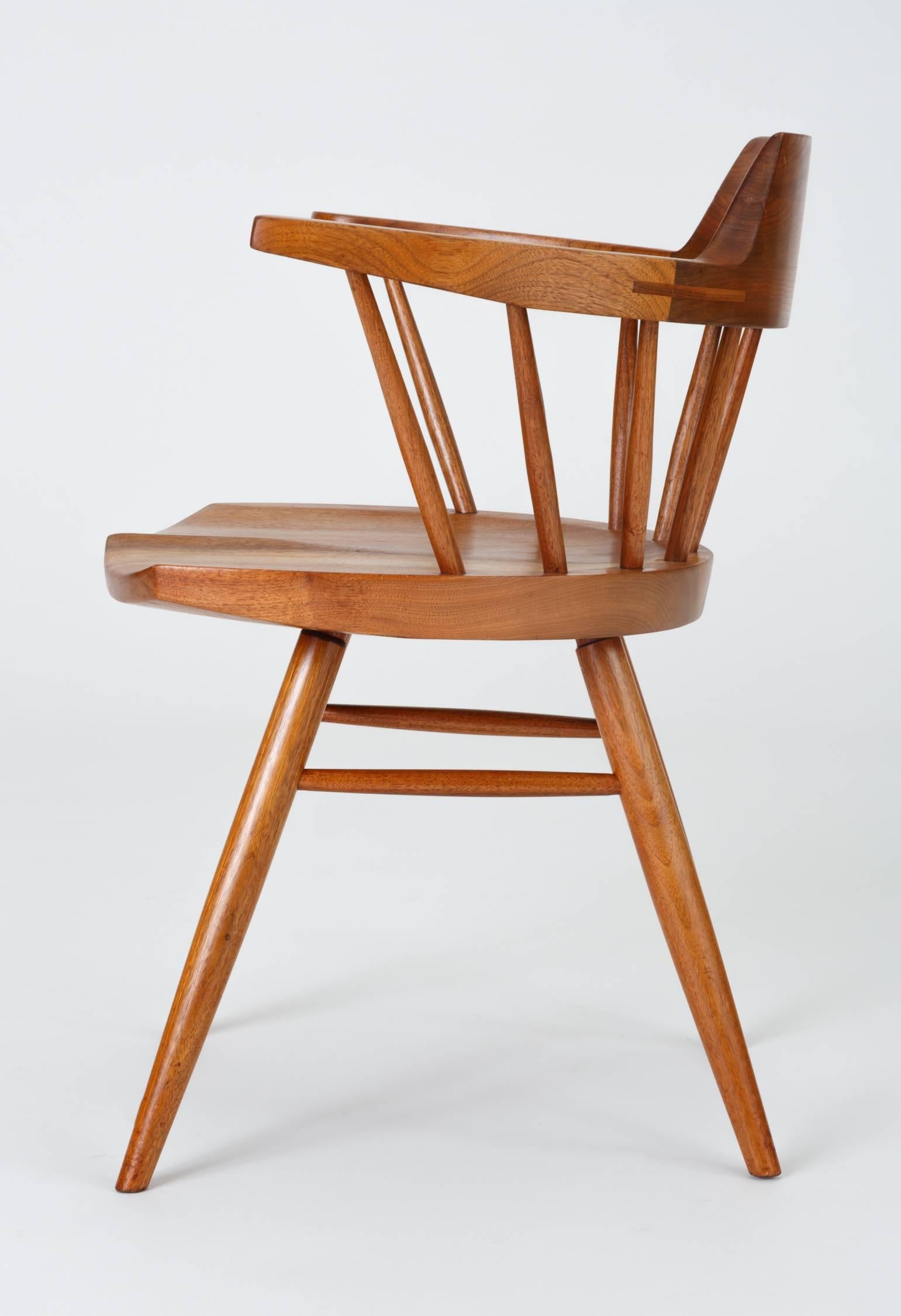 Set of Four Black Walnut Captain's Chairs by George Nakashima Studio 1