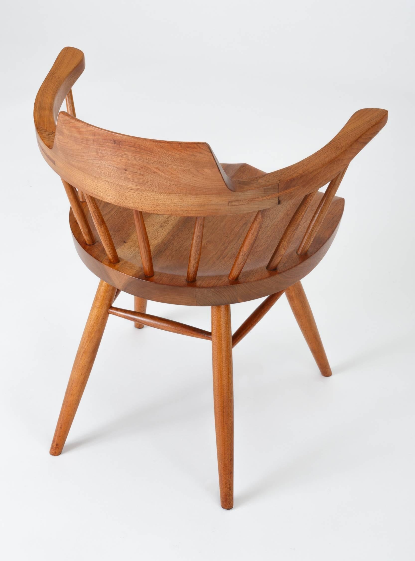 Set of Four Black Walnut Captain's Chairs by George Nakashima Studio 2