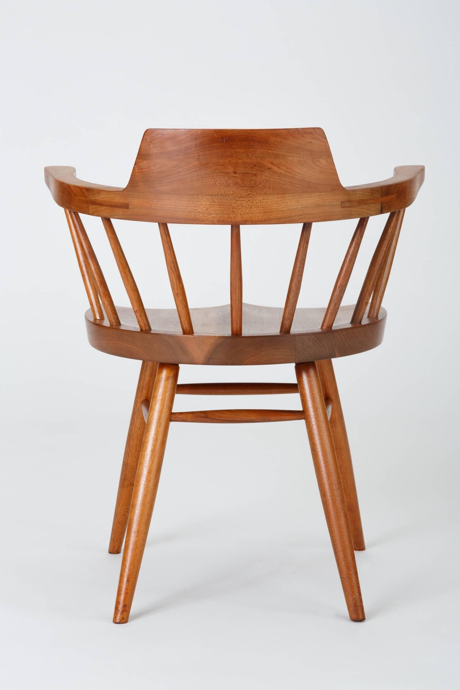 Set of Four Black Walnut Captain's Chairs by George Nakashima Studio 3