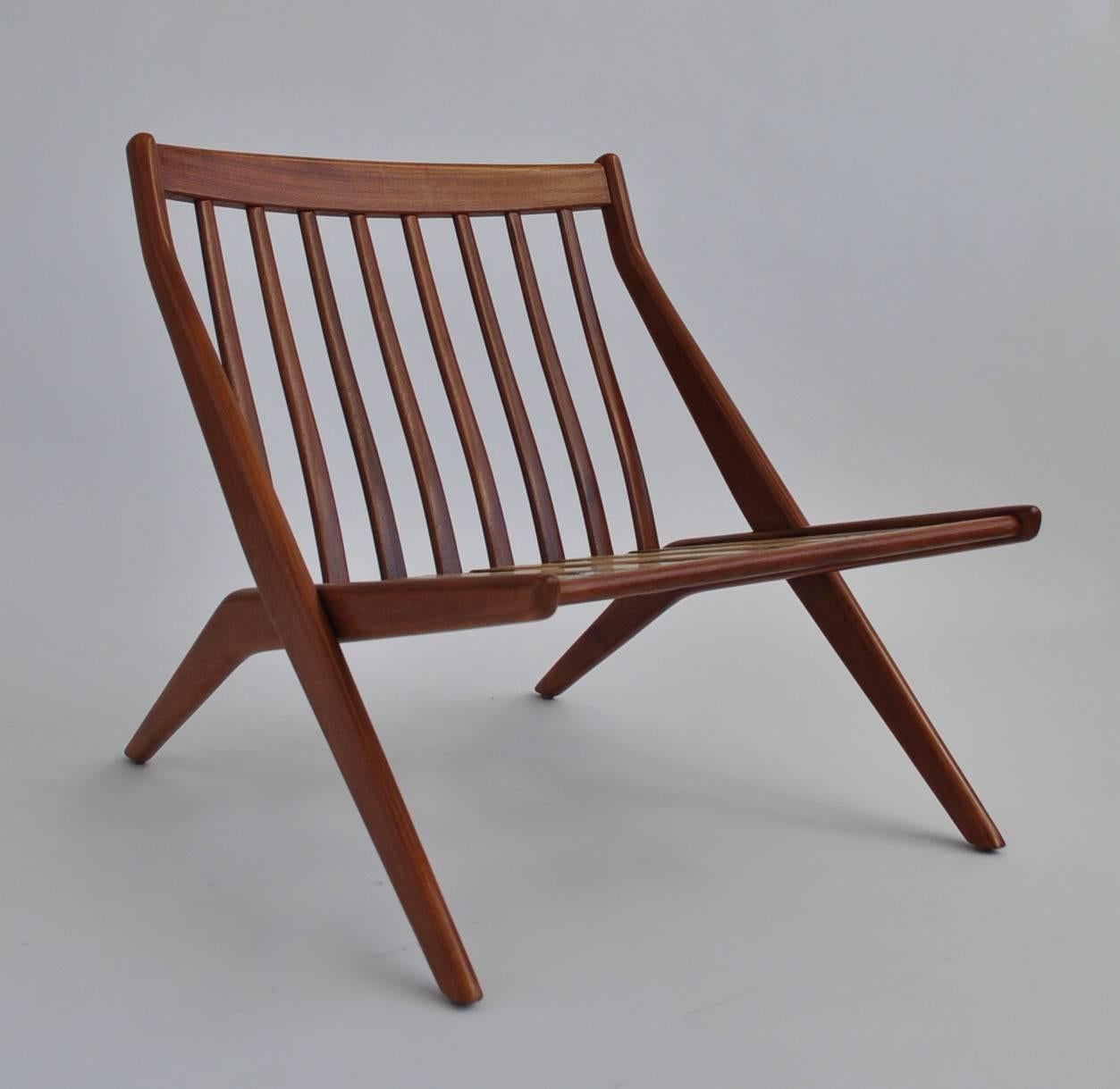 Mid-Century Modern Pair of Teak Scissor Lounge Chairs by Folke Ohlsson for DUX