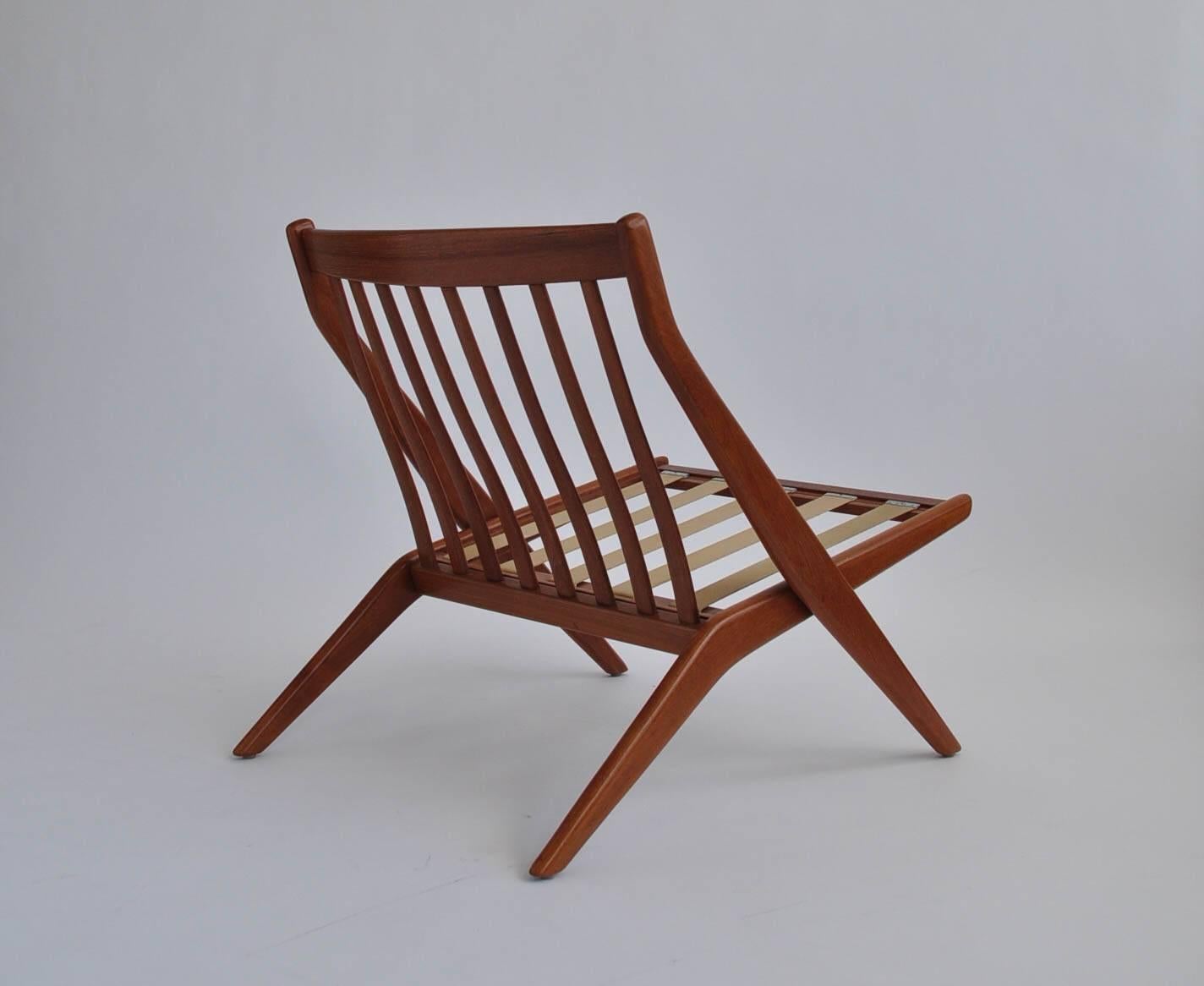 Swedish Pair of Teak Scissor Lounge Chairs by Folke Ohlsson for DUX