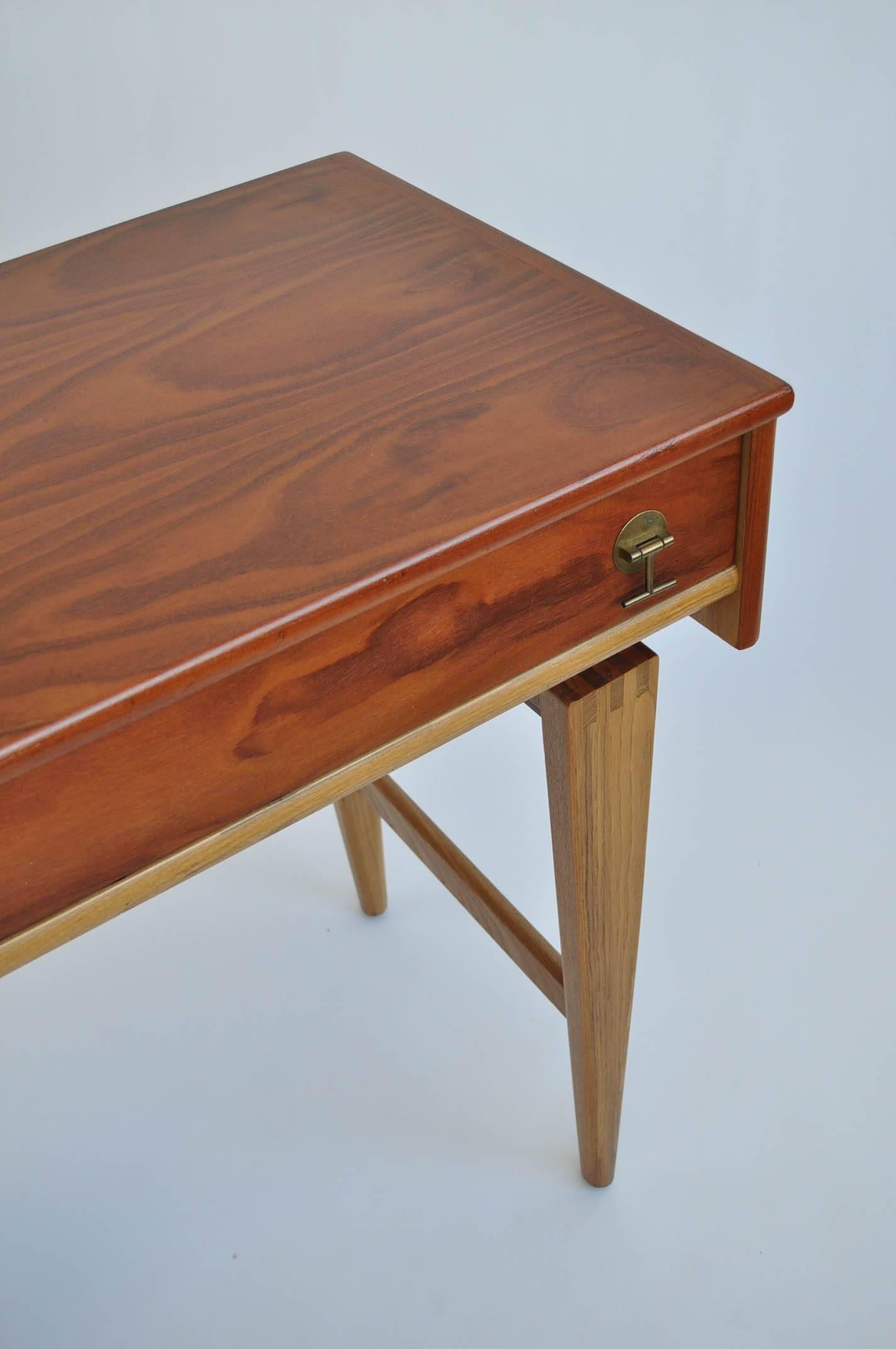 Mid-Century Modern Walnut and Birch Writing Desk by American Furniture Company Stanley