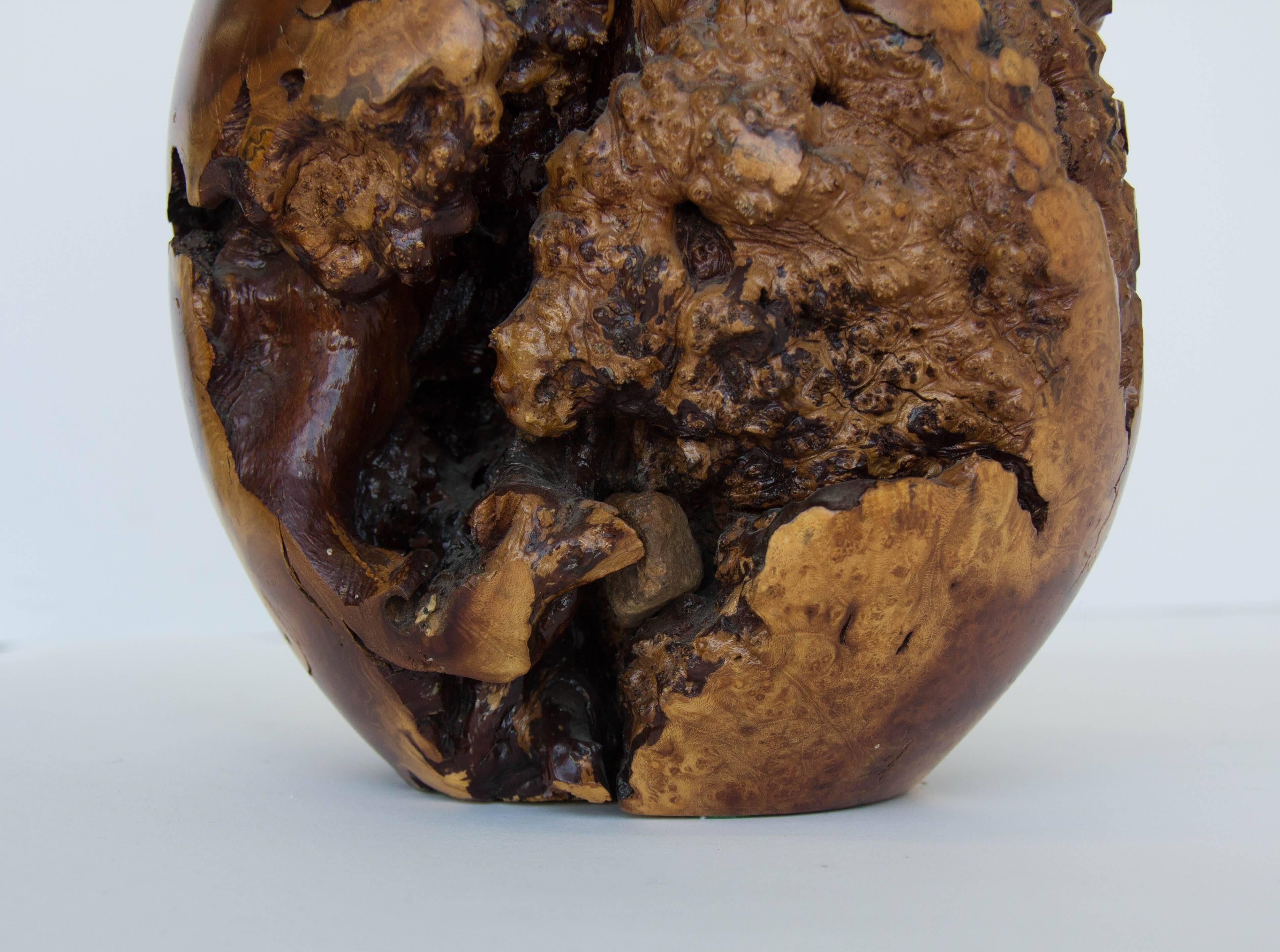 Large Turned Burl Wood Vase In Excellent Condition In Los Angeles, CA