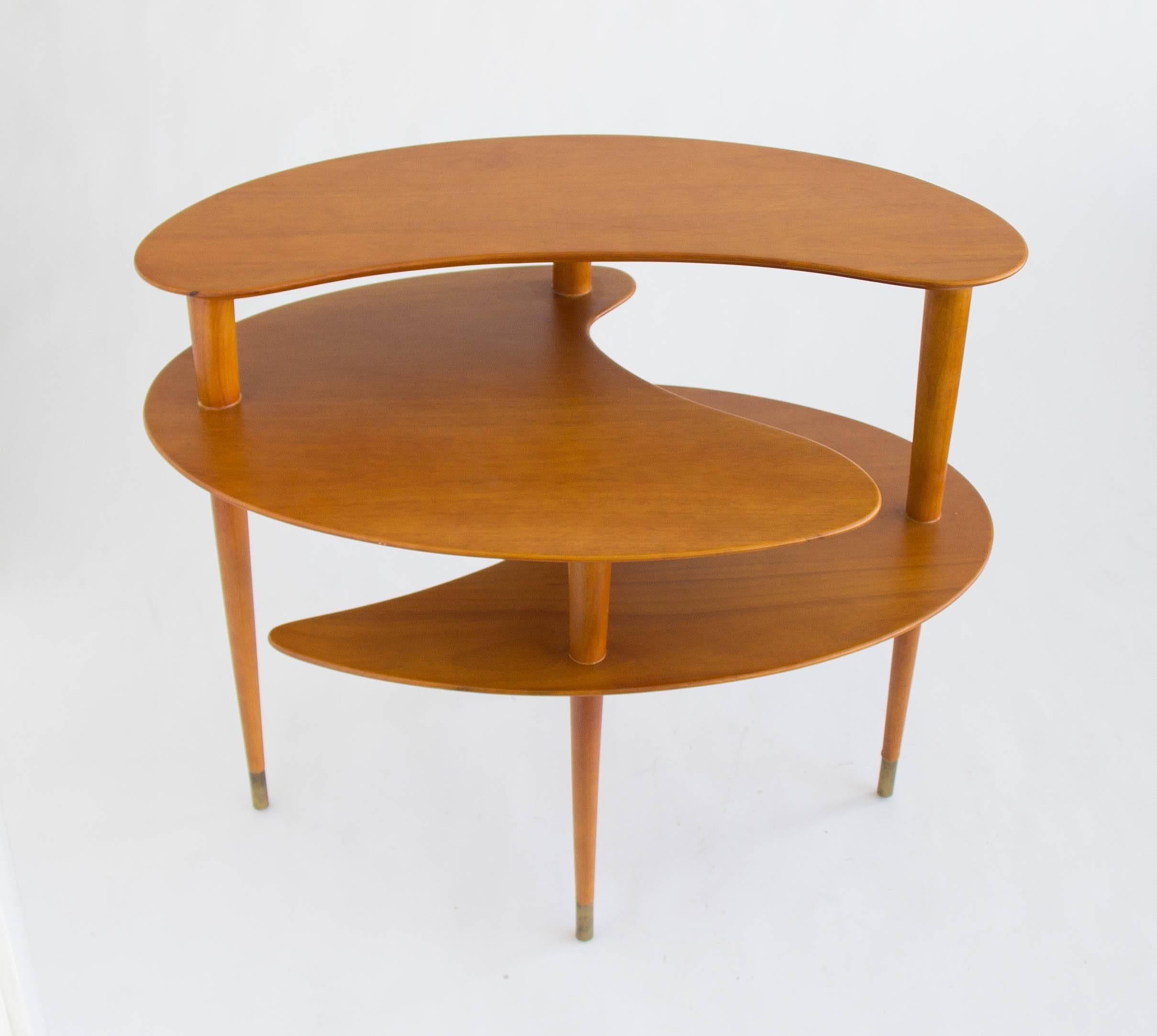 American Biomorphic Three-Tier Table by John Keal for Brown Saltman