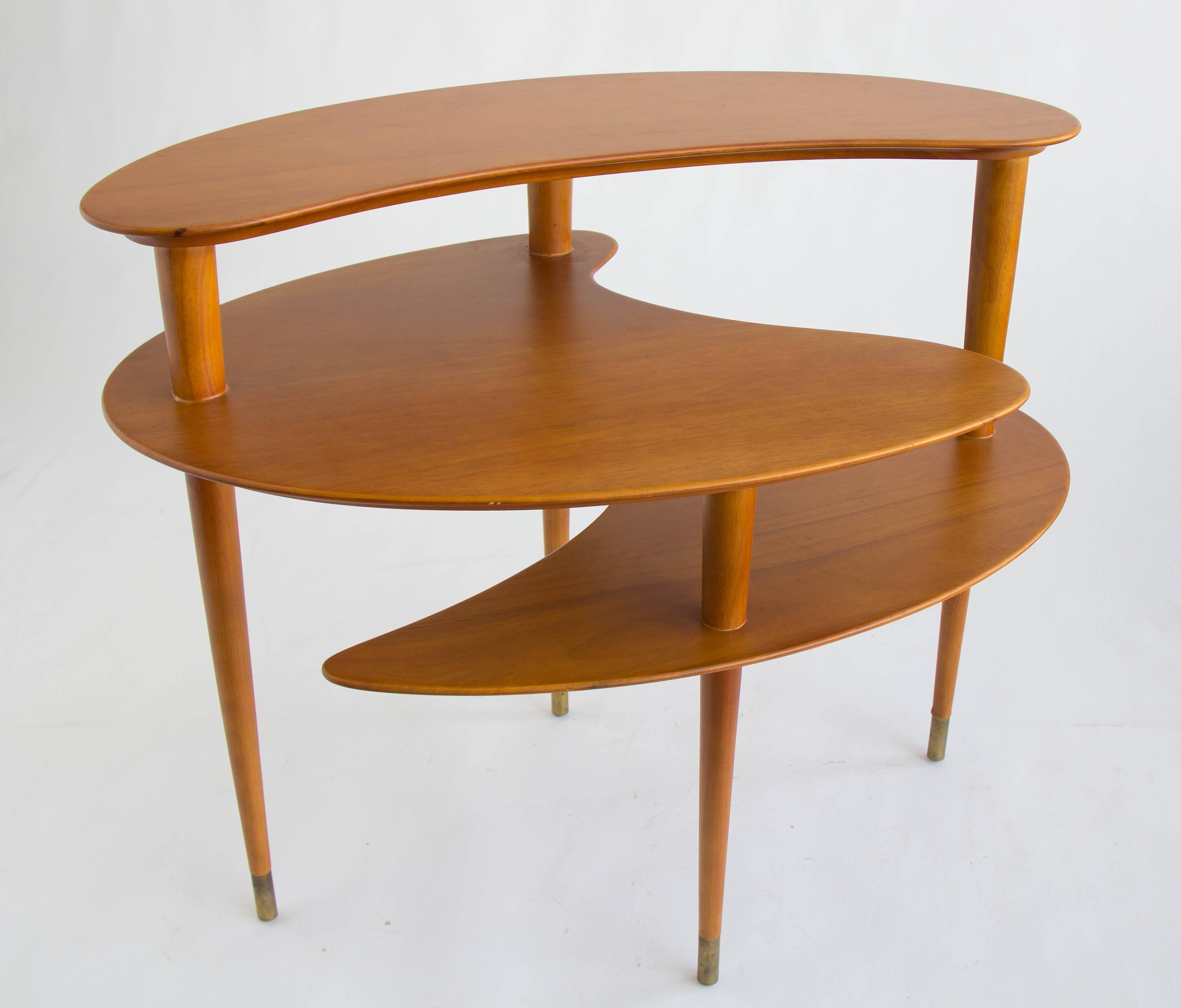 Lacquered Biomorphic Three-Tier Table by John Keal for Brown Saltman