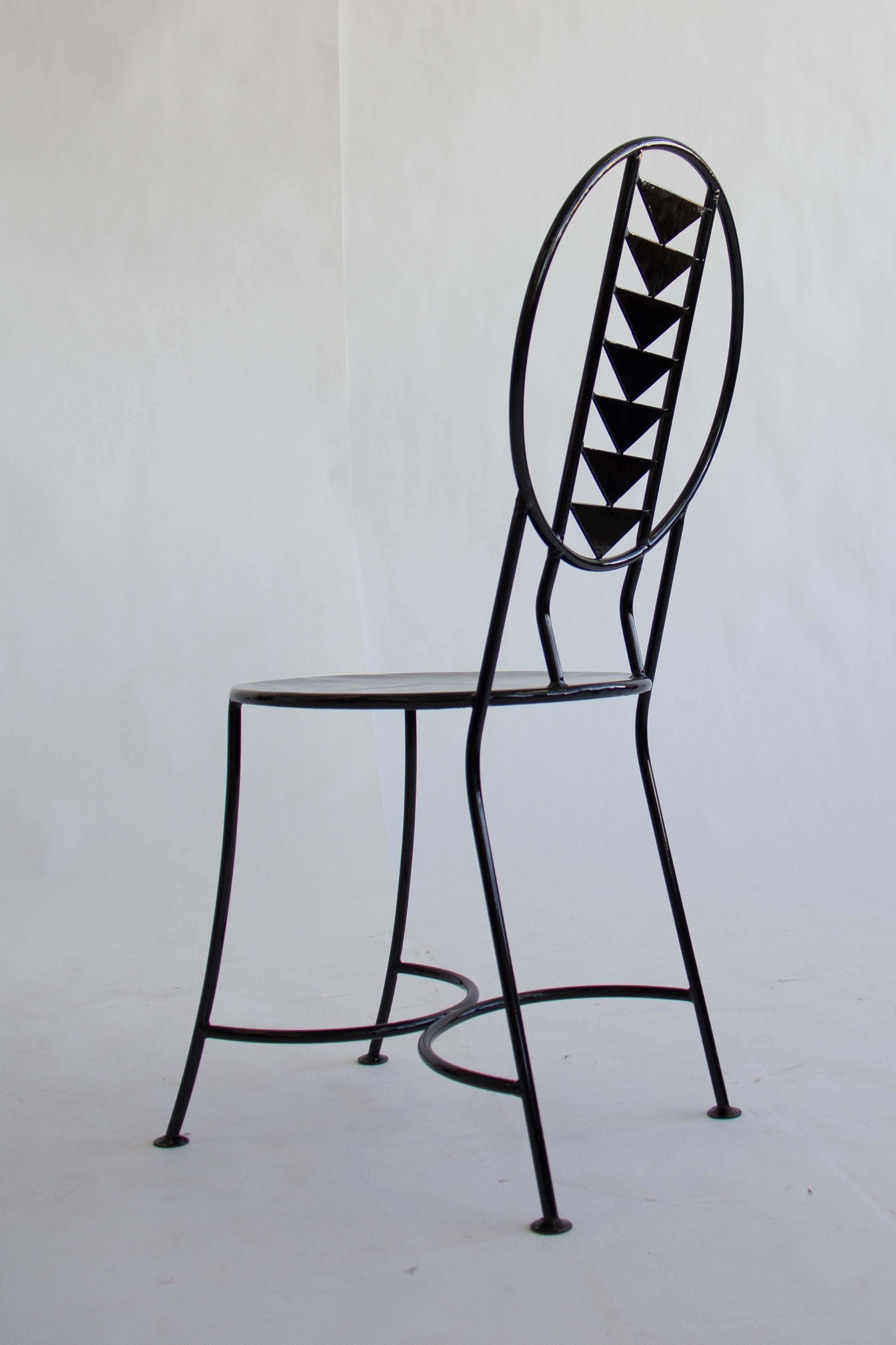 American Set of Wrought Iron Chairs in the Style of Frank Lloyd Wright's Midway Chair