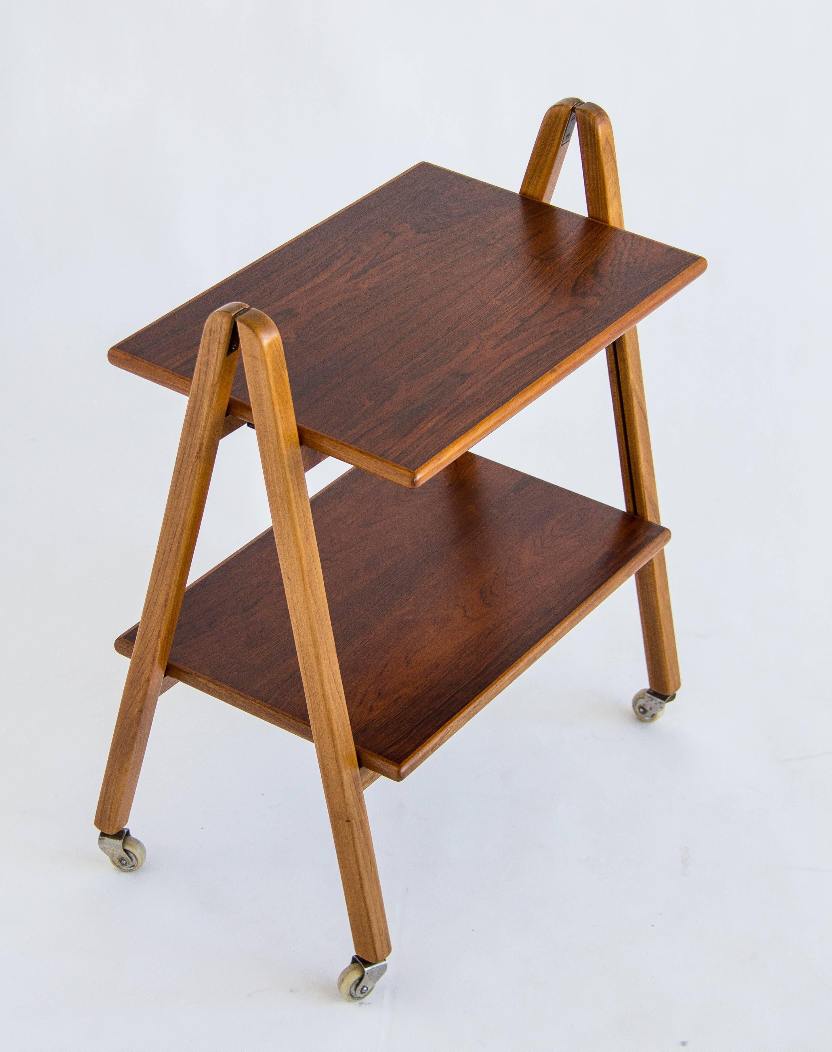 Mid-Century Modern Danish Rosewood Folding Bar Cart