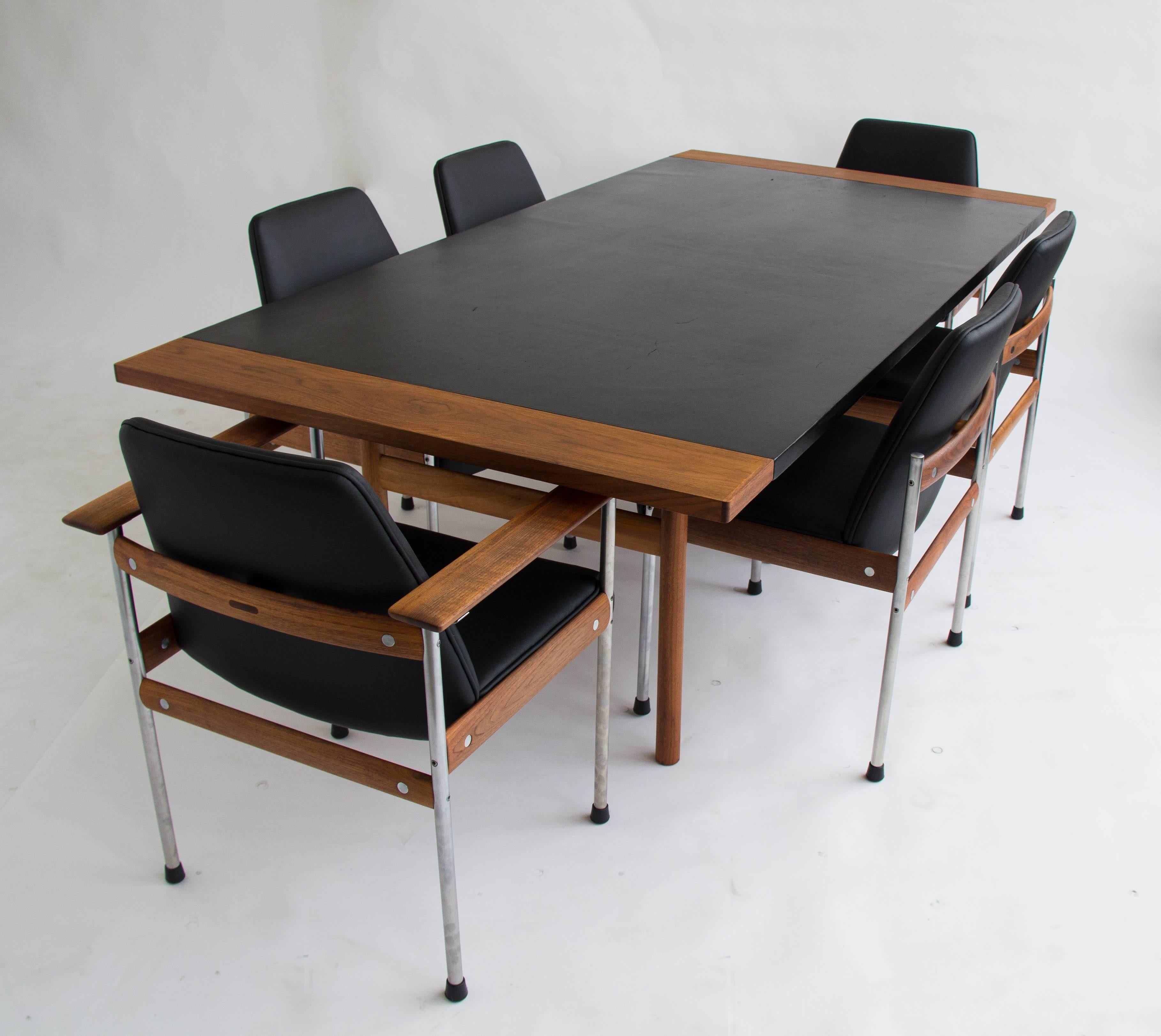 Set of Six Teak and Leather Dining/Conference Chairs by Sven Ivar Dysthe 4