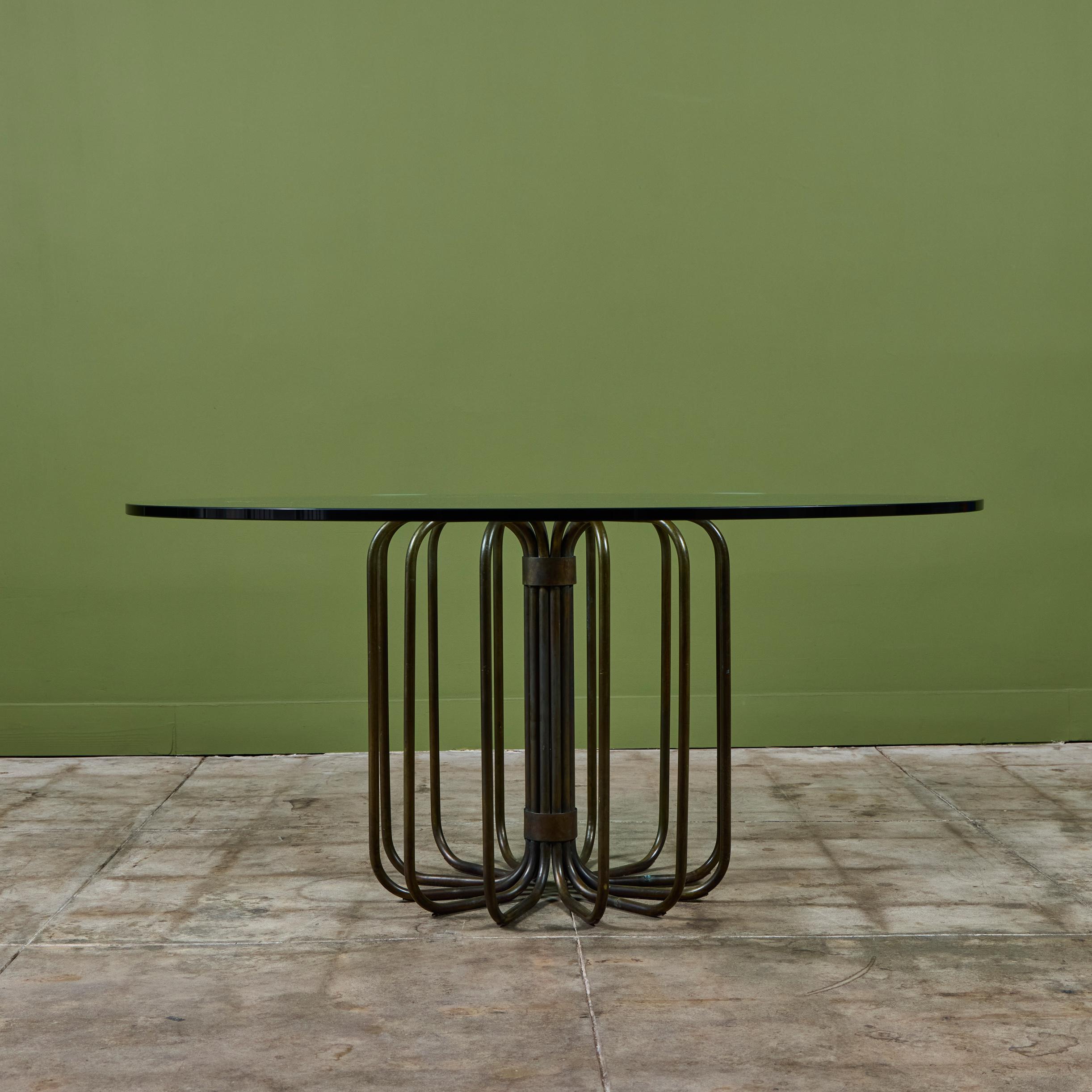 American Kipp Stewart Bronze Tube Patio Dining Table for Terra For Sale
