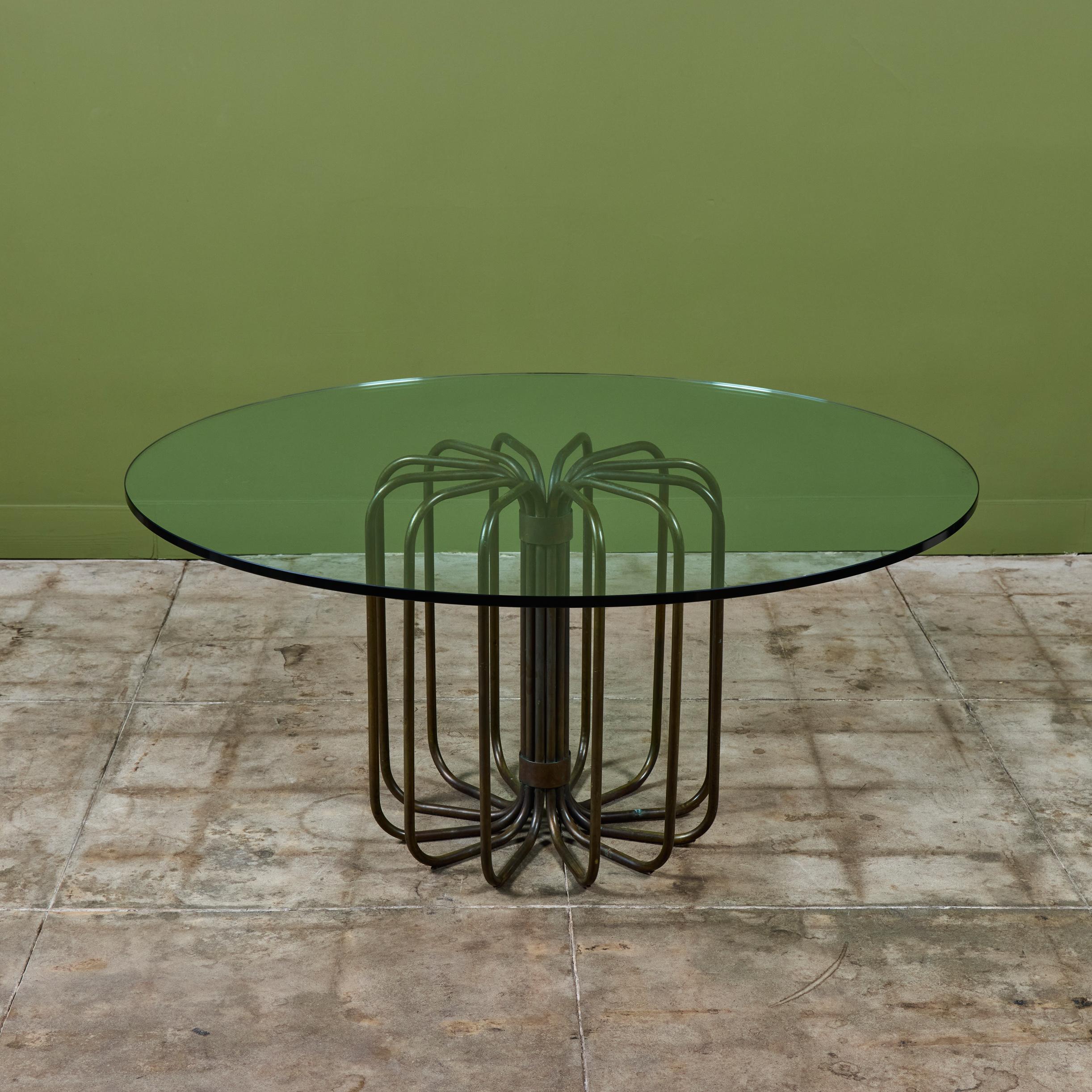 Patinated Kipp Stewart Bronze Tube Patio Dining Table for Terra For Sale