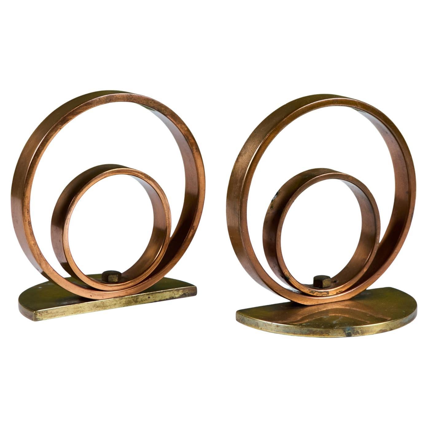 Pair of Ring Bookends in the Style of Walter von Nessen for Chase USA