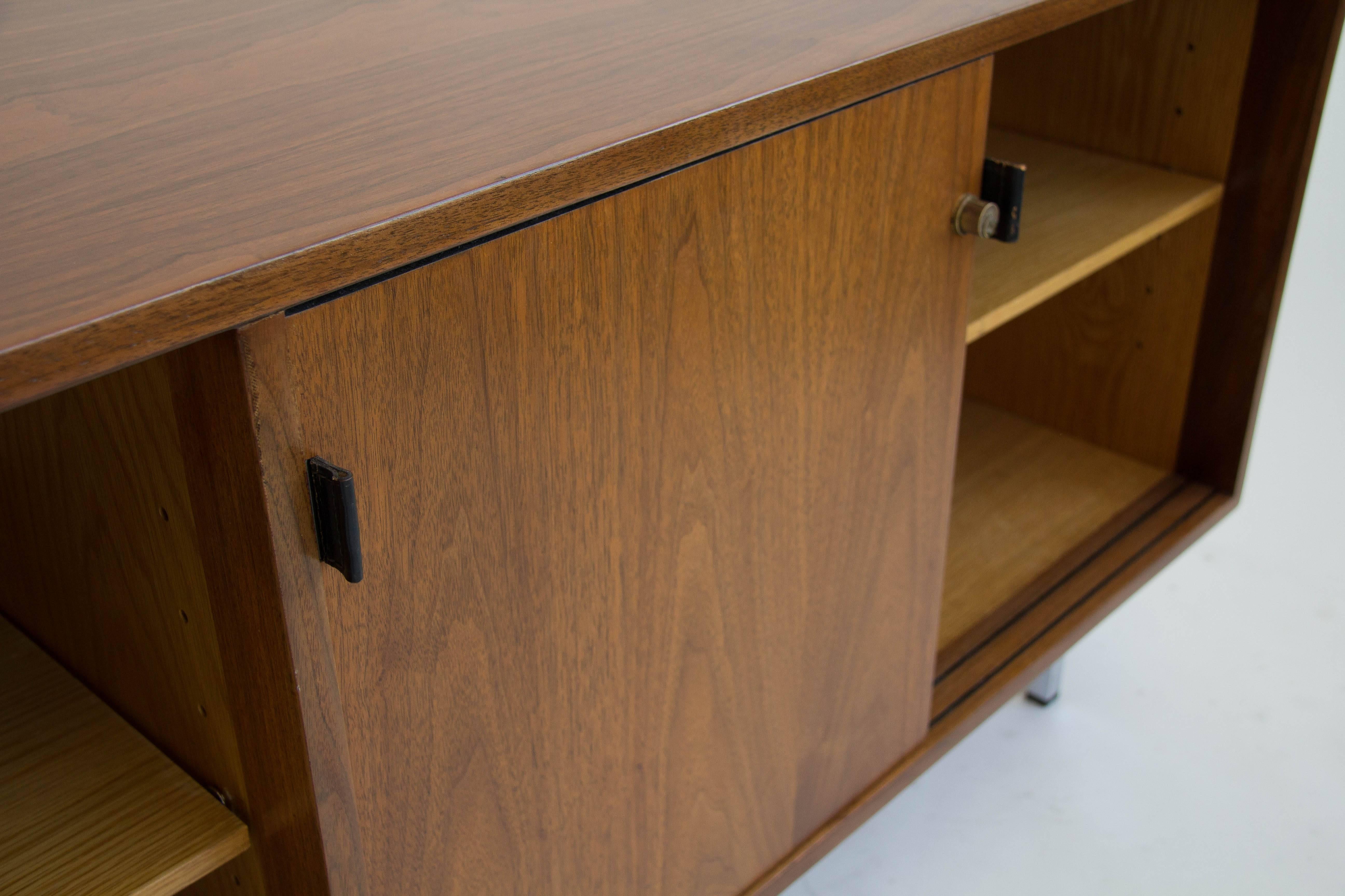 Birch Knoll Walnut Credenza with Leather Hardware