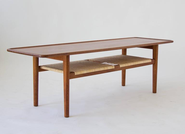 Hans Wegner At 10 Coffee Table With Cane Shelf 1stdibs Gorgeous Unusually High Coffee Table Designed By Hans Wegner For Andreas Tuck In 1955