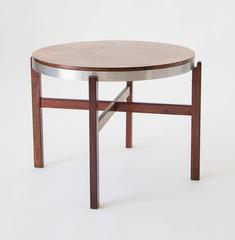 Round Rosewood Side Tray Table