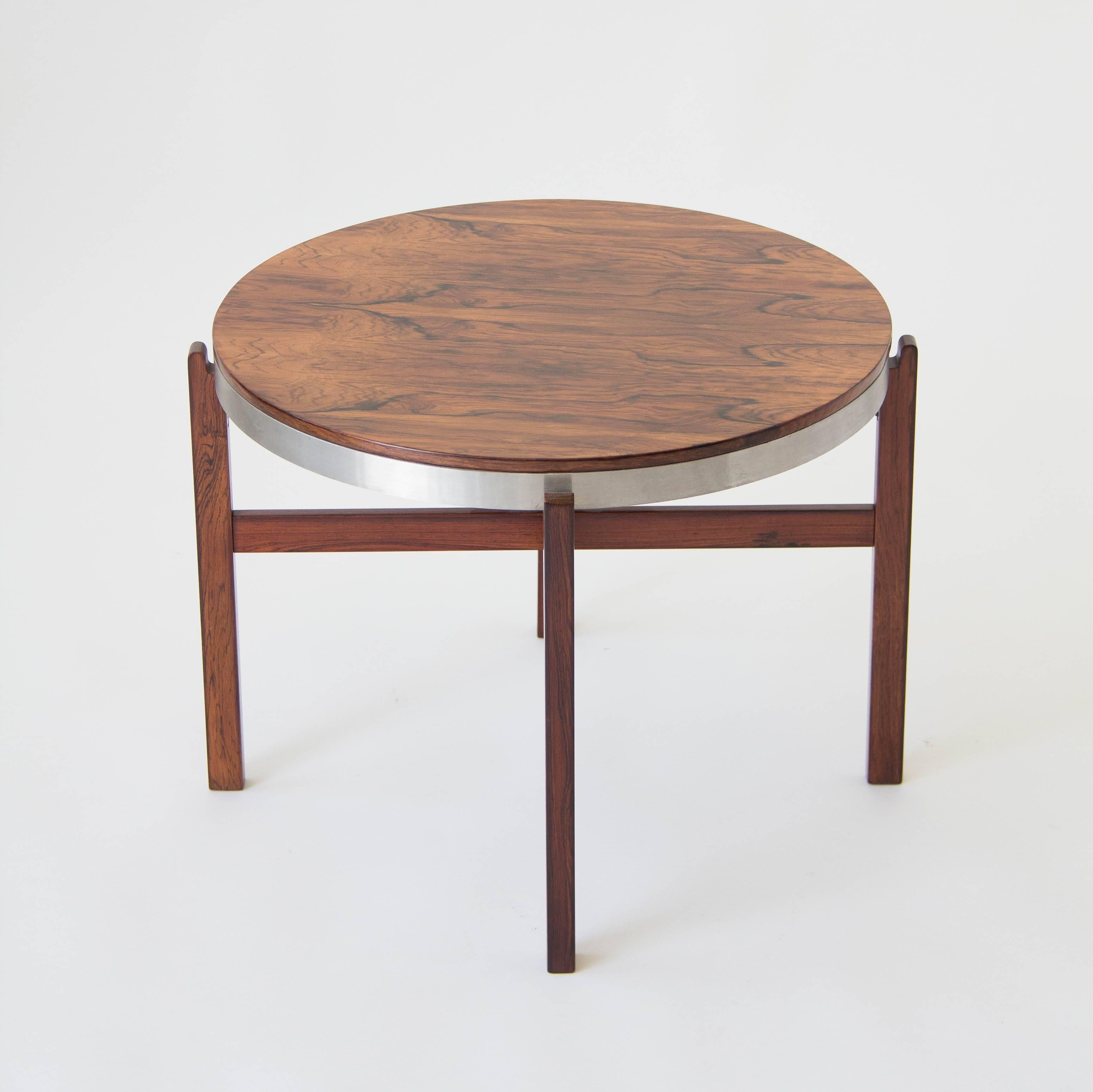 Mid-20th Century Round Rosewood Side Tray Table