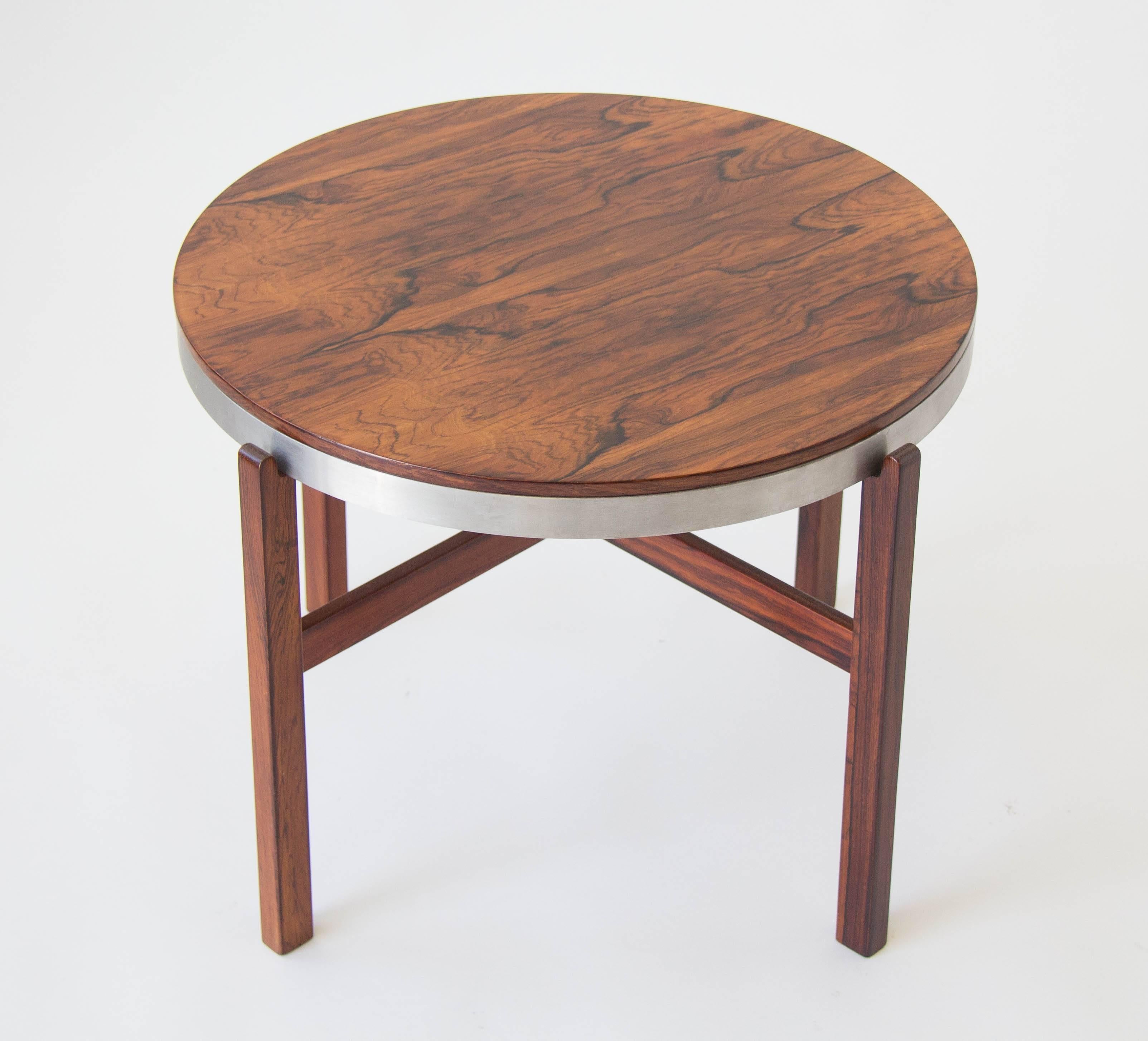 Danish Round Rosewood Side Tray Table